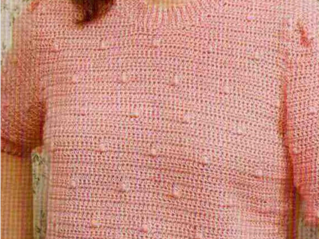 Vintage Crochet Pattern: Bundle Knot Puff Sleeve, 1940s 1950s Bobble Stitch Pullover (PDF)