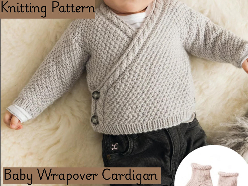 Baby  boy Knitting Pattern: Cardigan, Socks, Ballet Top, Kimono (0-6 Months) (PDF Download)