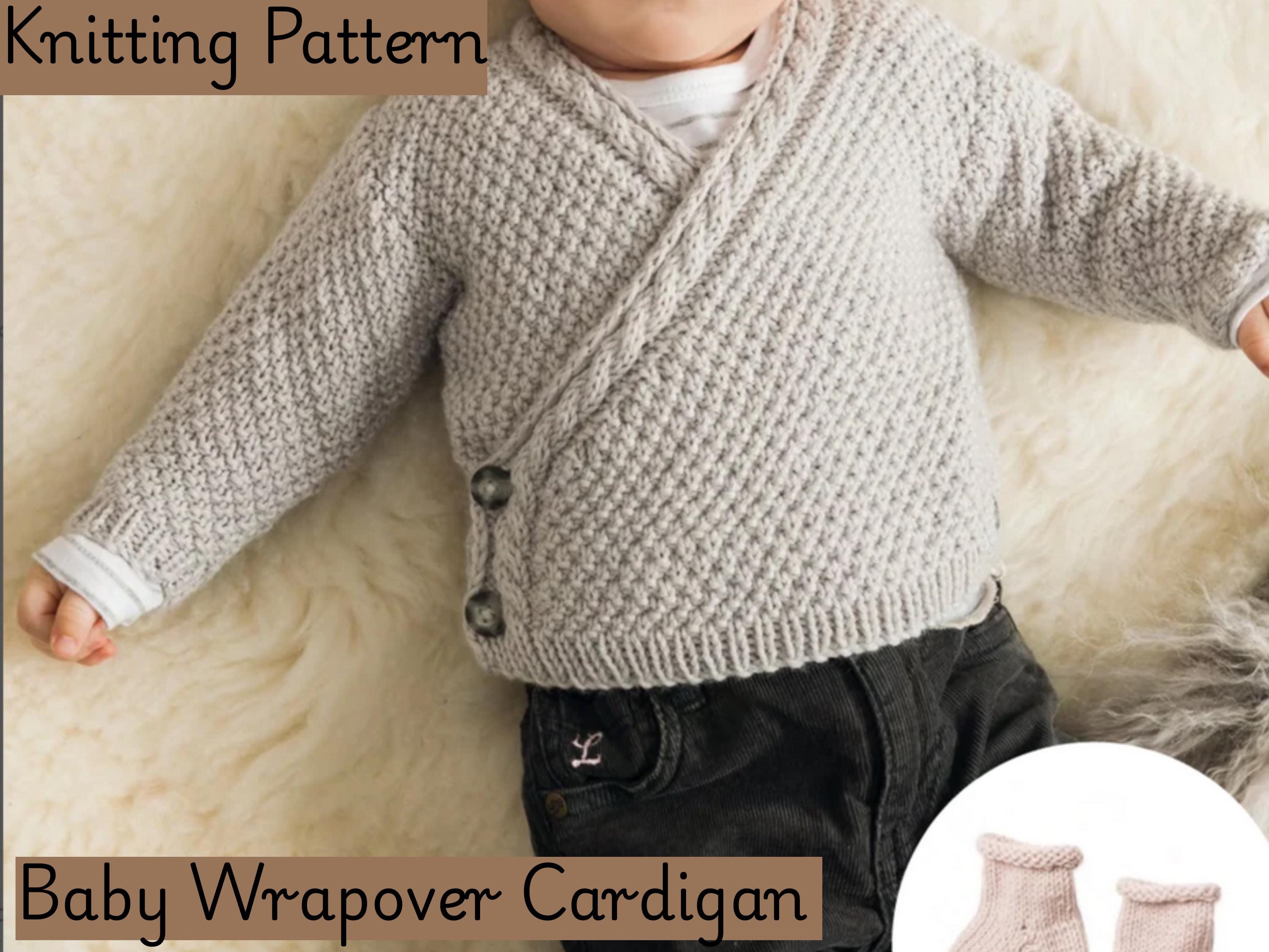 Baby  boy Knitting Pattern: Cardigan, Socks, Ballet Top, Kimono (0-6 Months) (PDF Download)