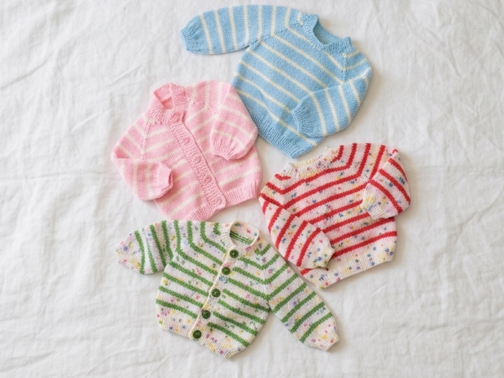Baby Sweater Jacket Cardigan Knitting Pattern-Striped sweaters, cardigans  (Digital PDF)