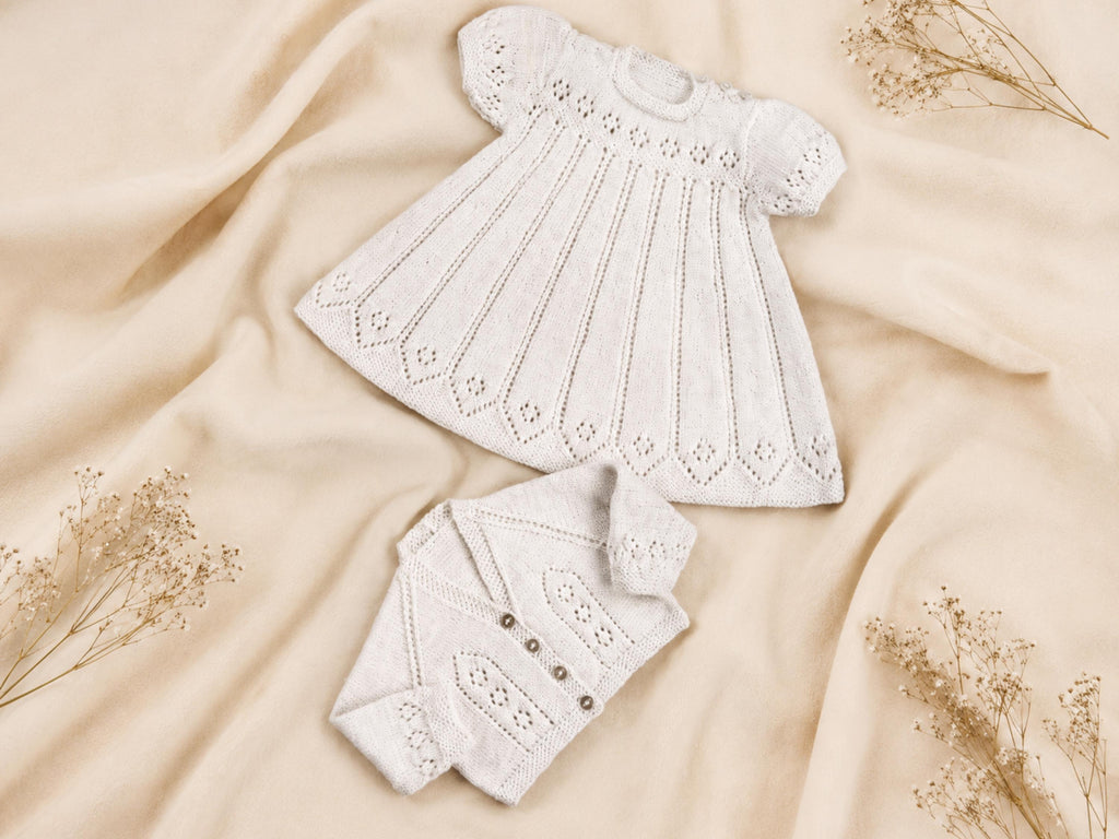 PDF Knitting Pattern  -Baby Dress and Cardigan -3ply