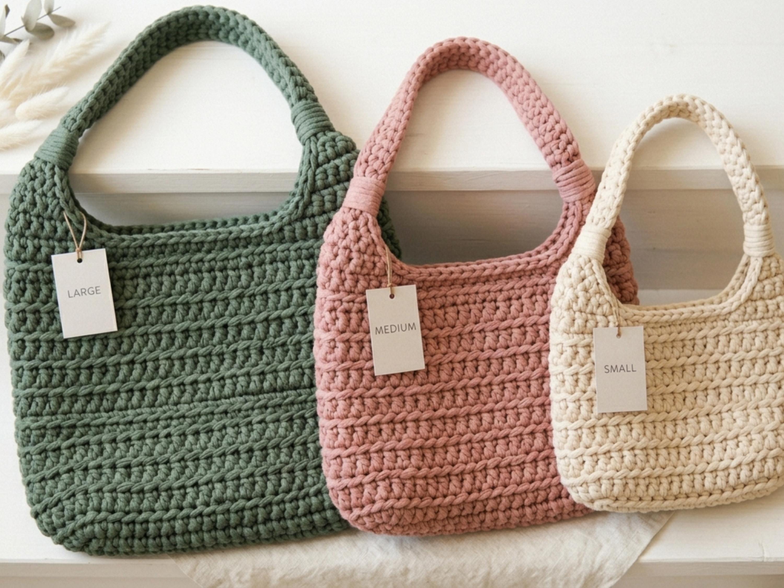 Slouchy Hobo Crochet Bag Pattern: Easy Beginner Tote (3 Sizes) (PDF Download)