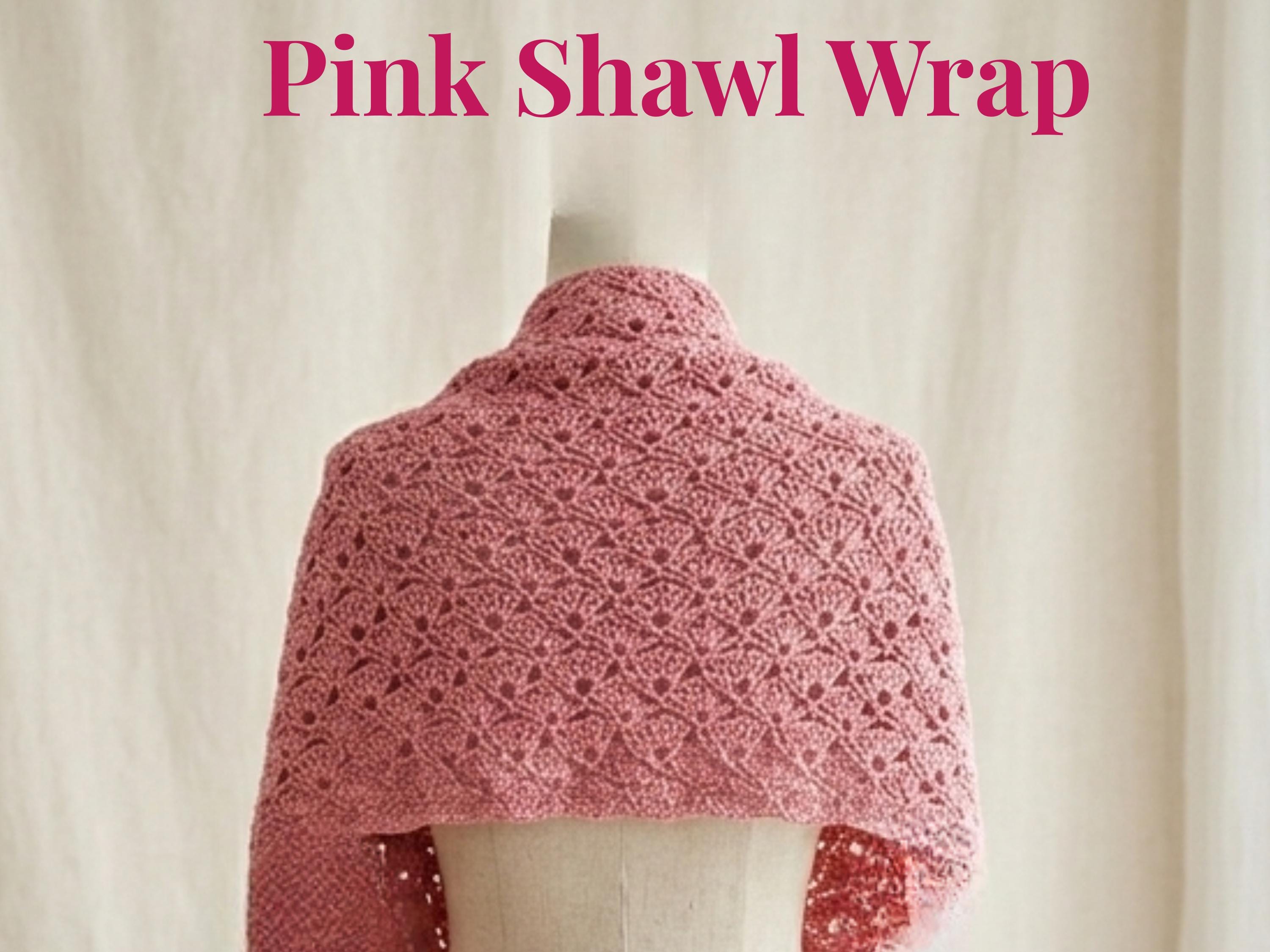 Pink Crochet Lace Shawl Pattern – Boho Wrap, Fringe Cardigan (PDF)