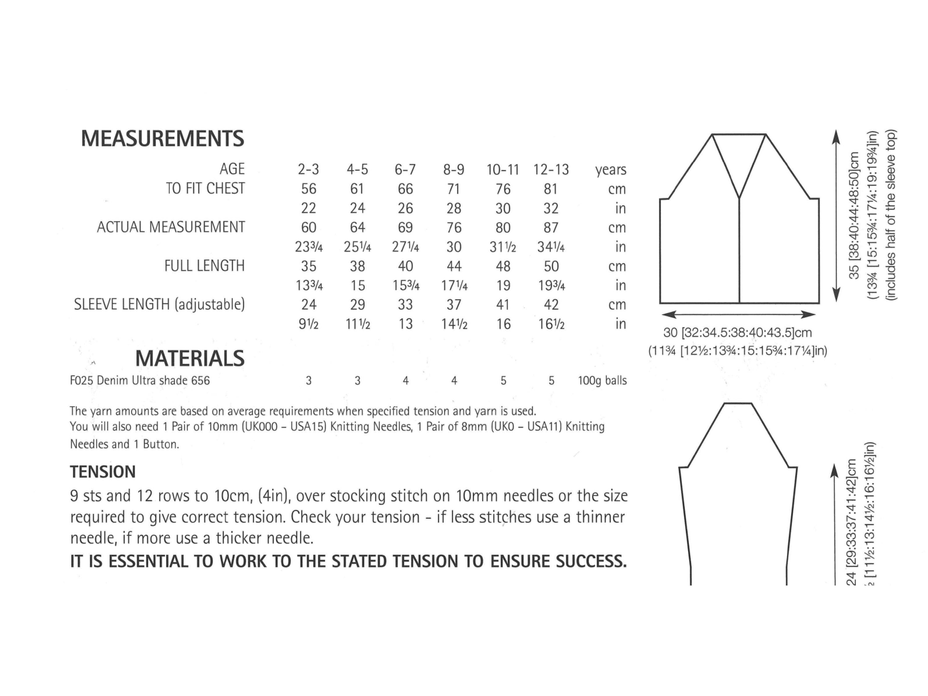 Girls Super Chunky V-Neck Cardigan Knitting Pattern (PDF Download) – Quick Knit Sizes 2-13yrs