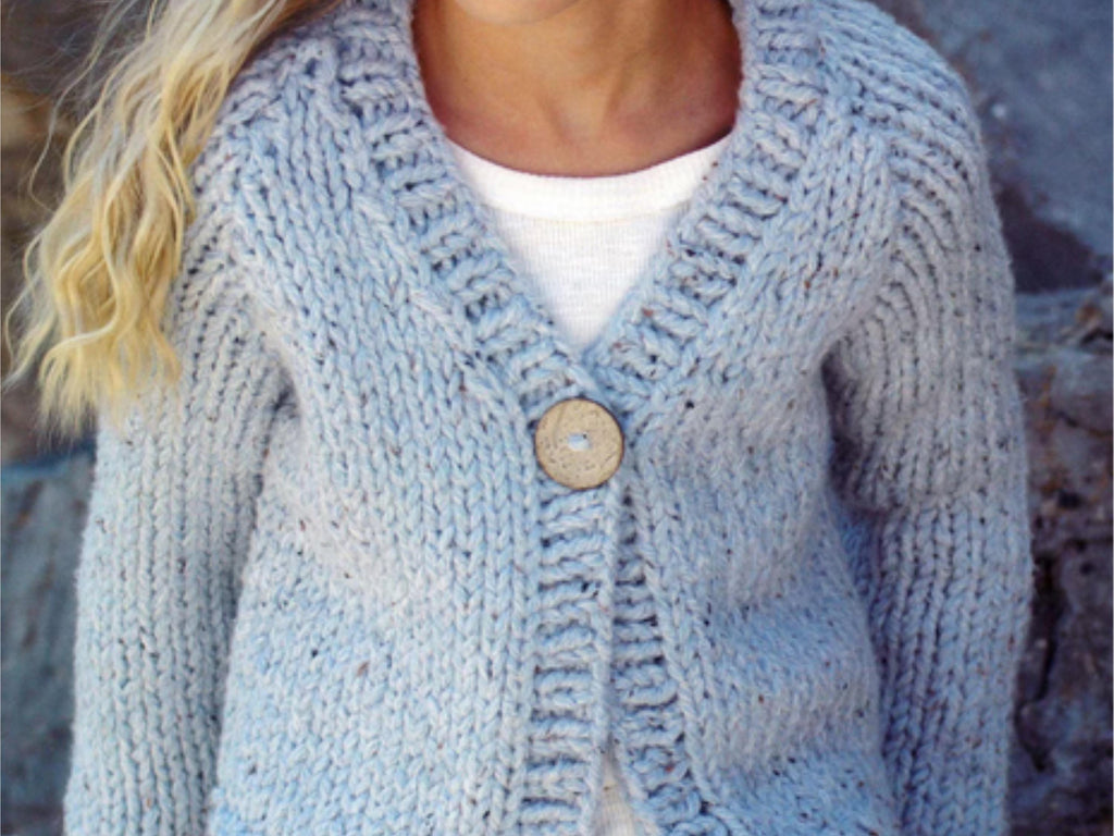 Girls Super Chunky V-Neck Cardigan Knitting Pattern (PDF Download) – Quick Knit Sizes 2-13yrs