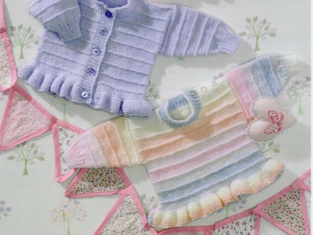 8 Ply Baby Girls Knitting Pattern: Cardigan,Sweater,Jumper  Vintage Frilly Peplum Top (Digital Download)
