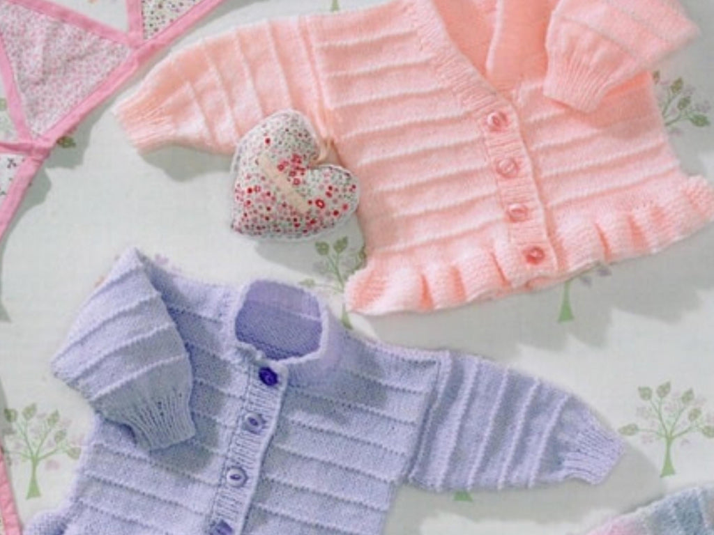8 Ply Baby Girls Knitting Pattern: Cardigan,Sweater,Jumper  Vintage Frilly Peplum Top (Digital Download)