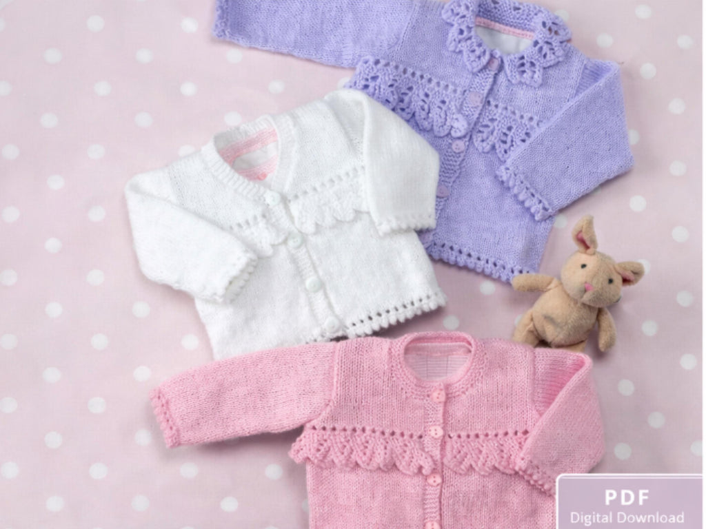 Baby Girls Lace Cardigan Knitting Pattern (0-6 Years) (Digital Download)