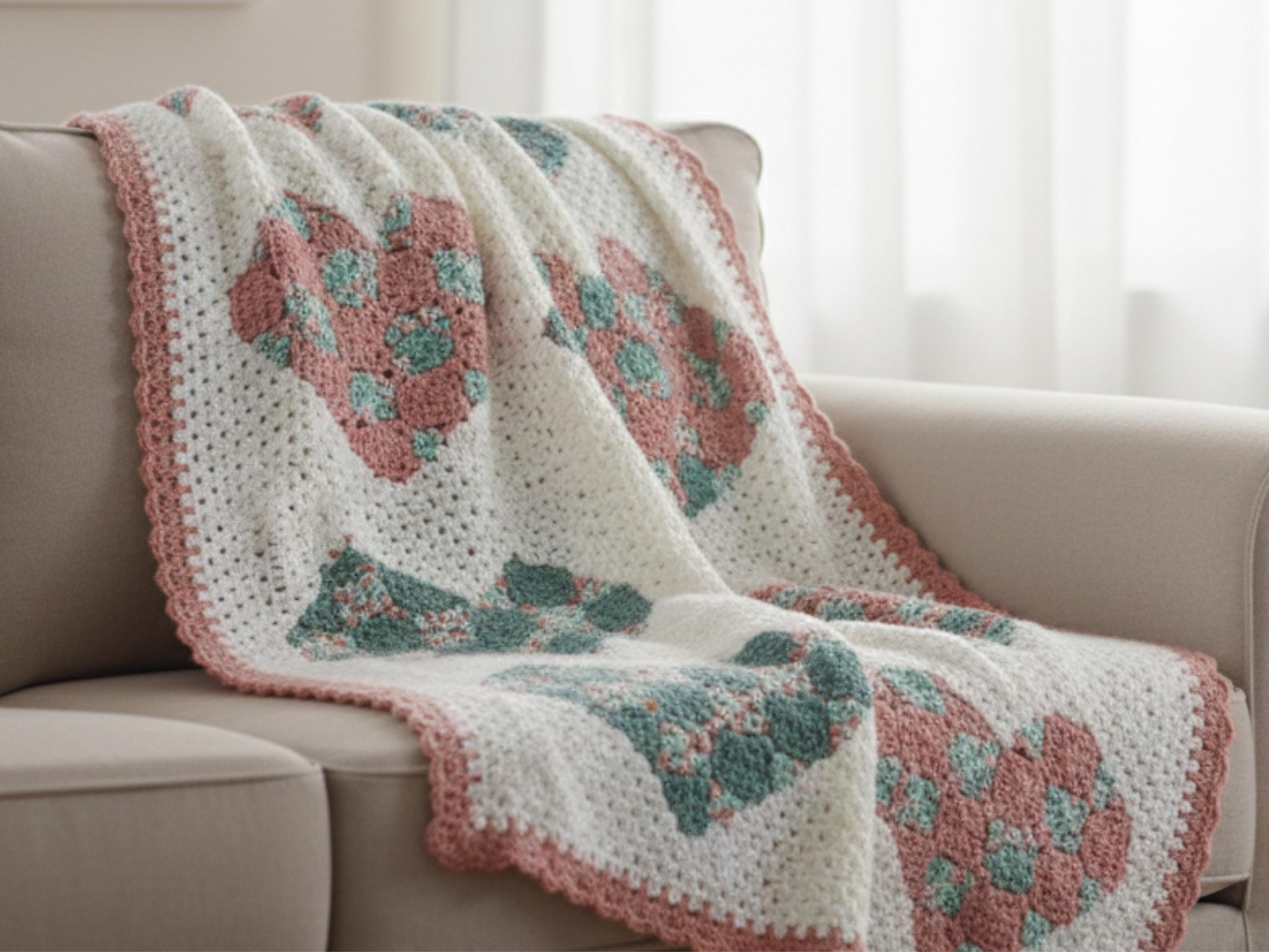 Granny Square Hearts Crochet Blanket Pattern| PDF Instant Download-heirloom gift