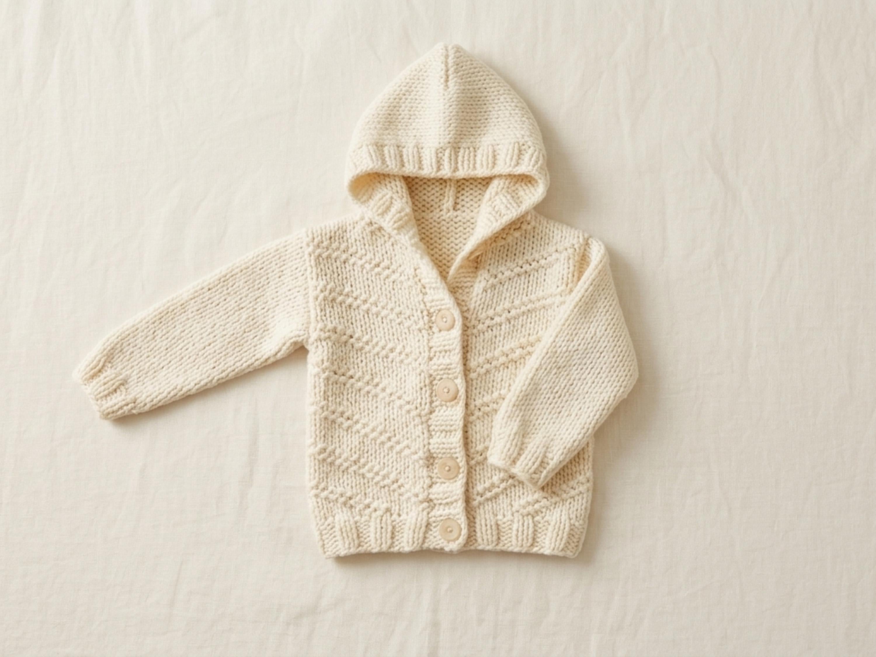 Knitting pattern for girls 3 yrs- Chunky Hooded Knit Coat Pattern – Easy, Super Bulky Yarn (PDF Download)