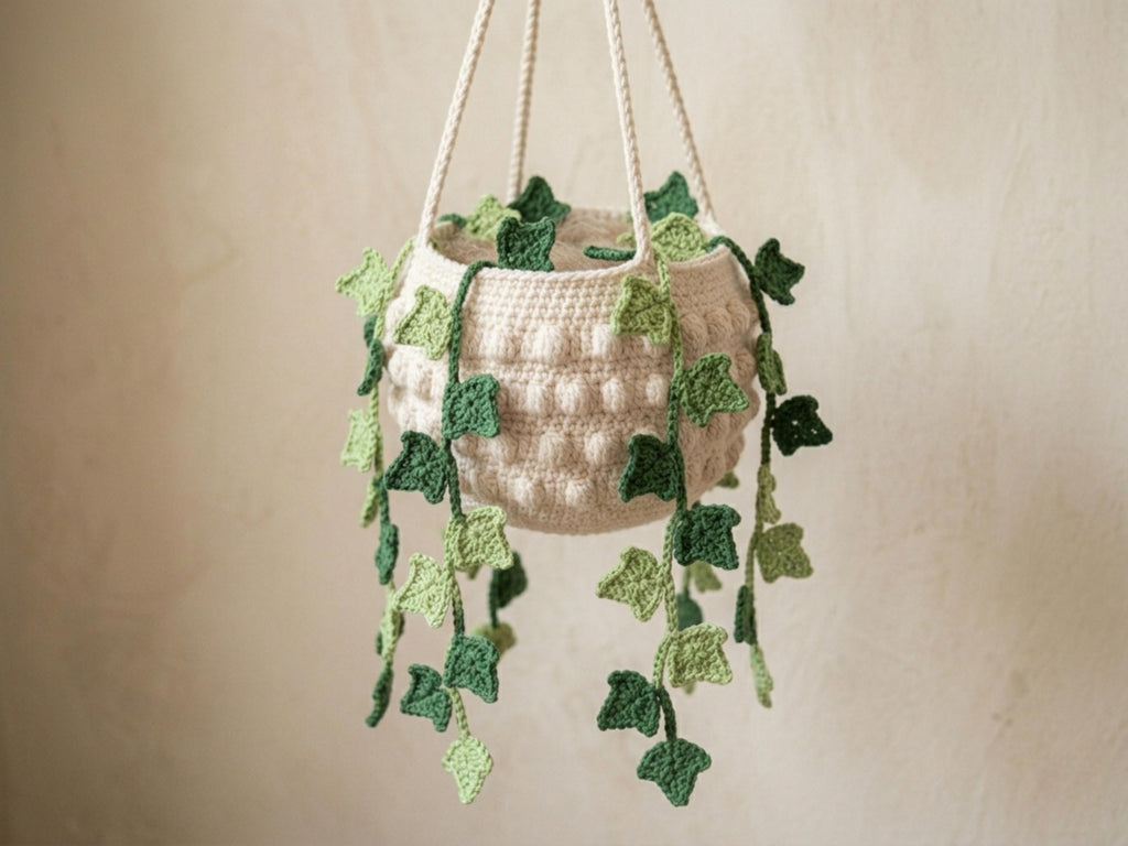 Crochet Hanging Plant Basket Pattern Bundle, Strawberry, Wisteria, Ivy, Cherry Blossom, Flower Vine (PDF)