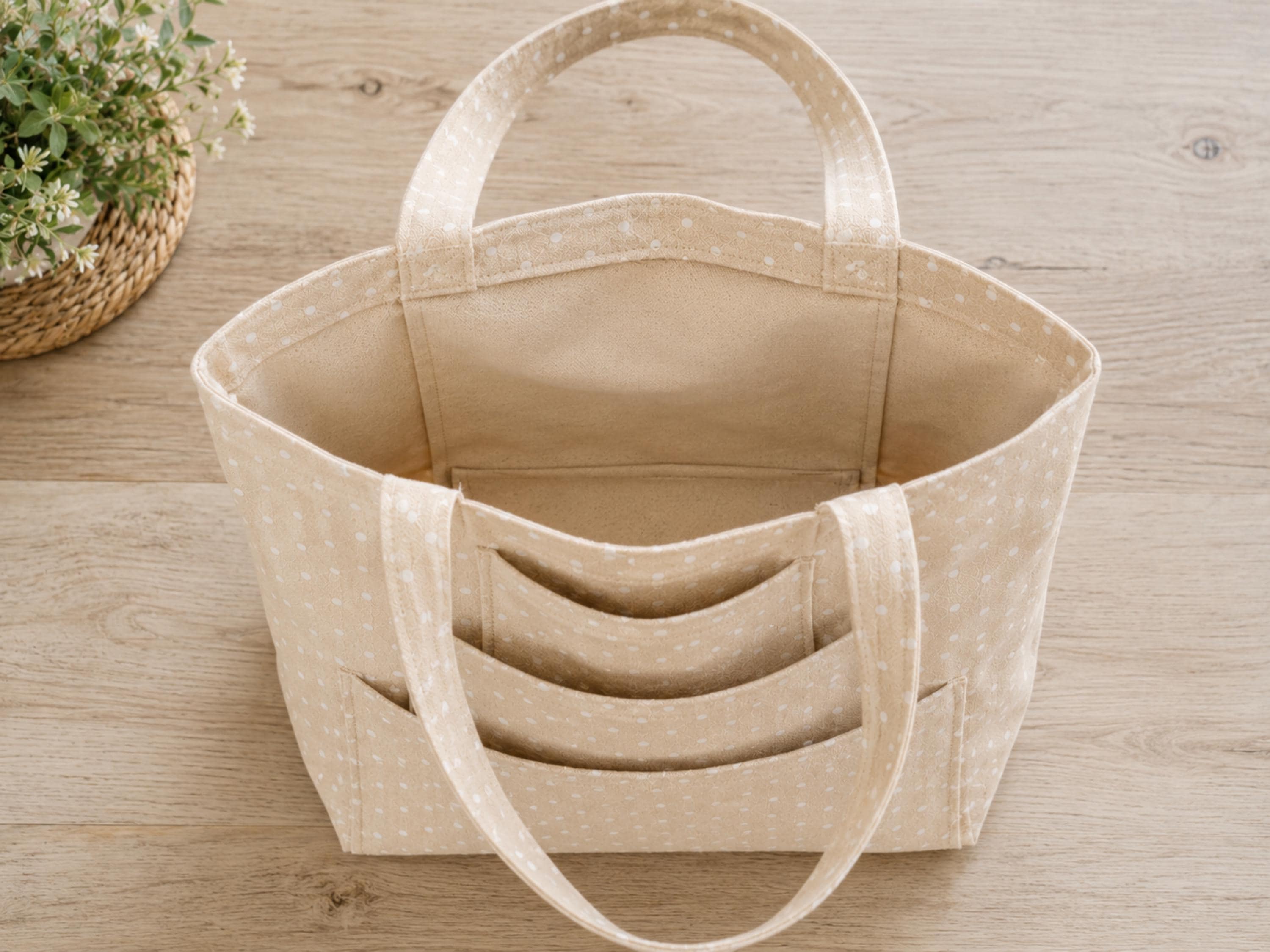 Multi Pocket Tote Bag Sewing Pattern, Canvas Shopper, Beginner Friendly (PDF Download)