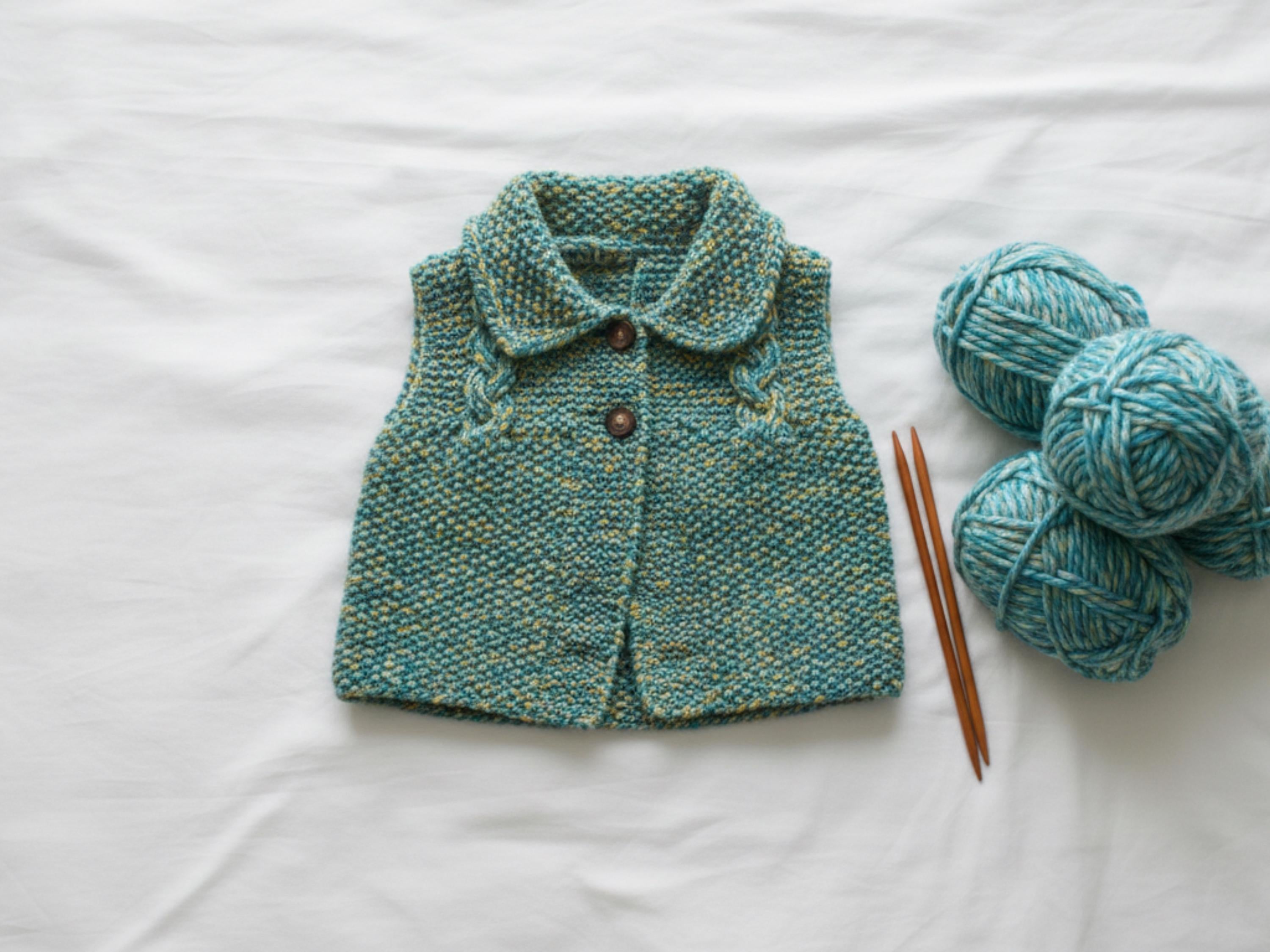 Baby Girl  Vest Knitting Pattern, Chunky Moss Stitch Gilet (Newborn-4 Years) (PDF Pattern)-Girls 3 years knitting pattern