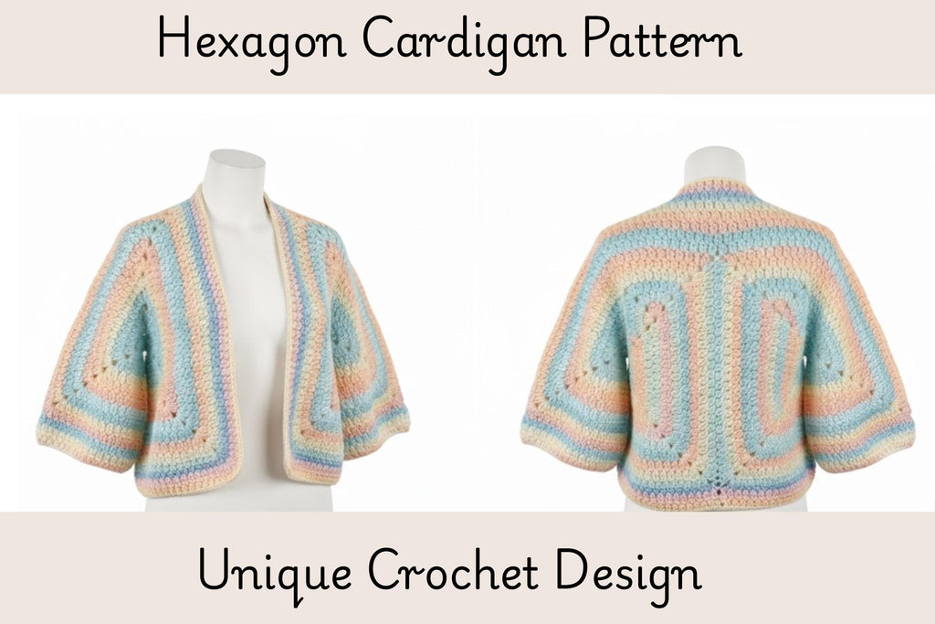 Womens Granny Hexagon Crochet Cardigan Pattern, Women's Classic Boho PDF (Instant Download)