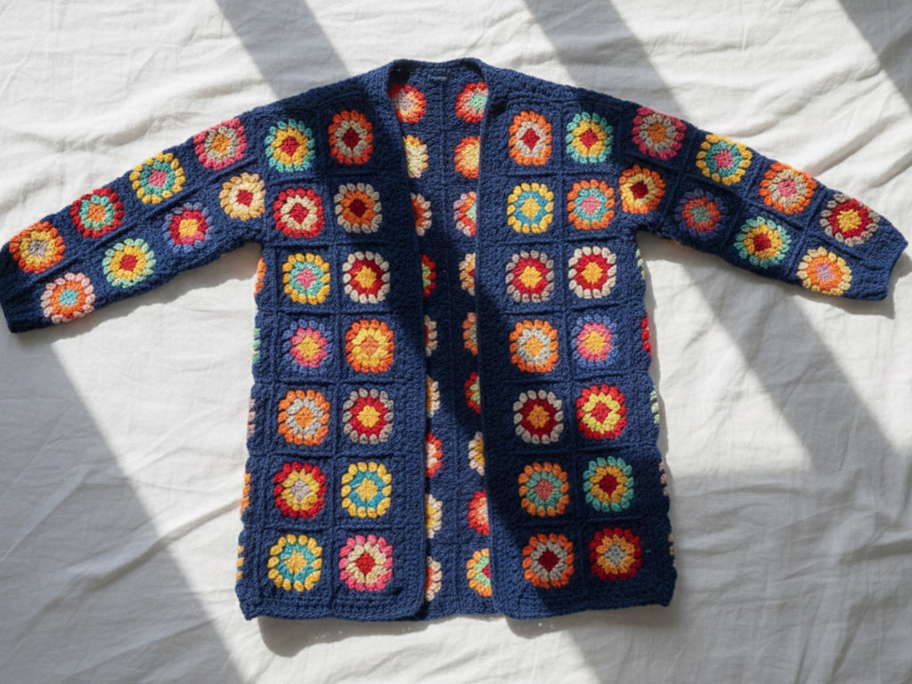 Ladies Granny Square Crochet Cardigan Pattern – Oversized Chunky Jacket (PDF Pattern, Sizes S-3XL)