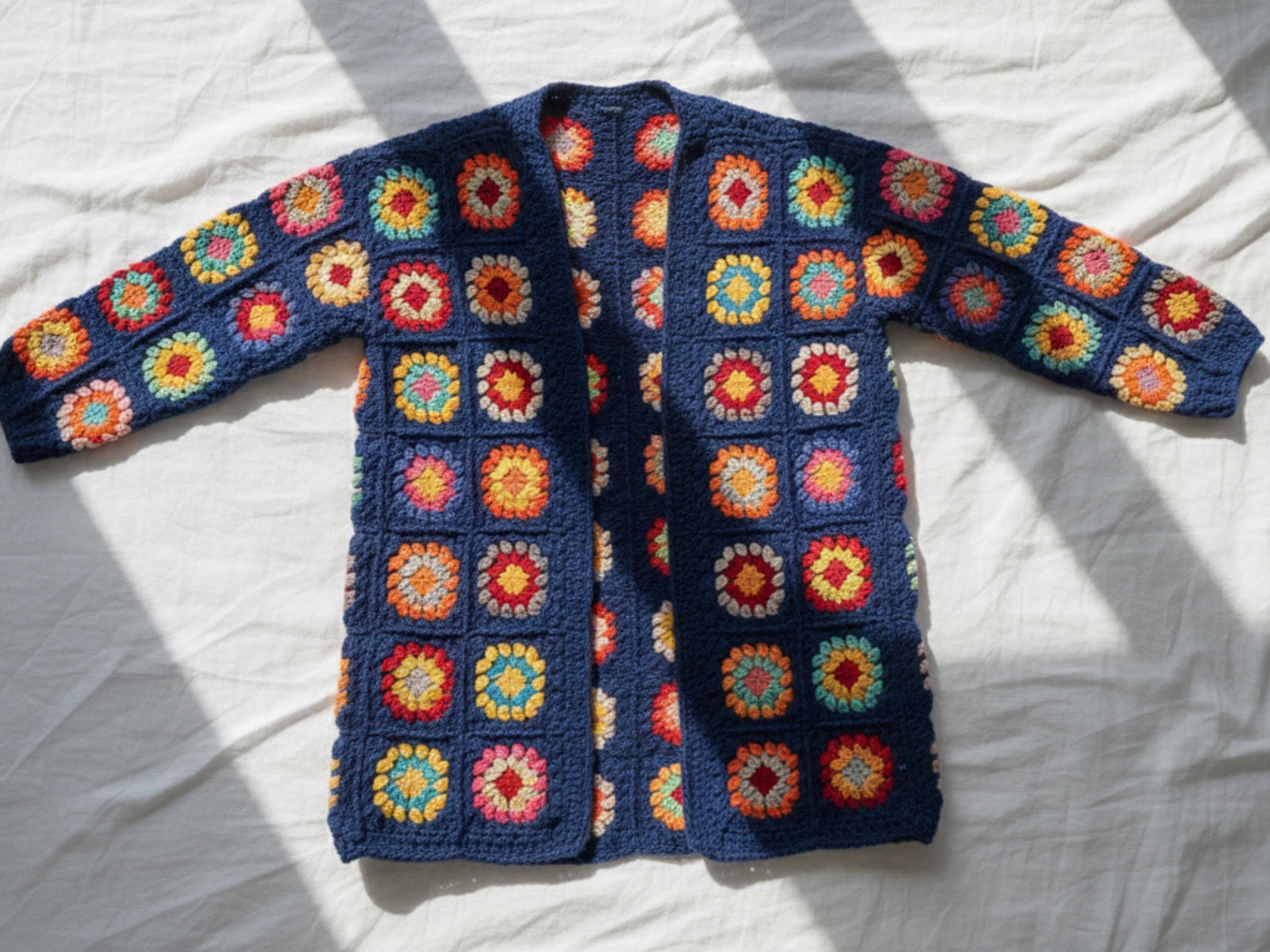 Ladies Granny Square Crochet Cardigan Pattern – Oversized Chunky Jacket (PDF Pattern, Sizes S-3XL)