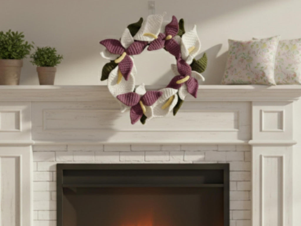 Crochet Lily Wreath Pattern | Handmade Floral Home Decor (PDF Download)