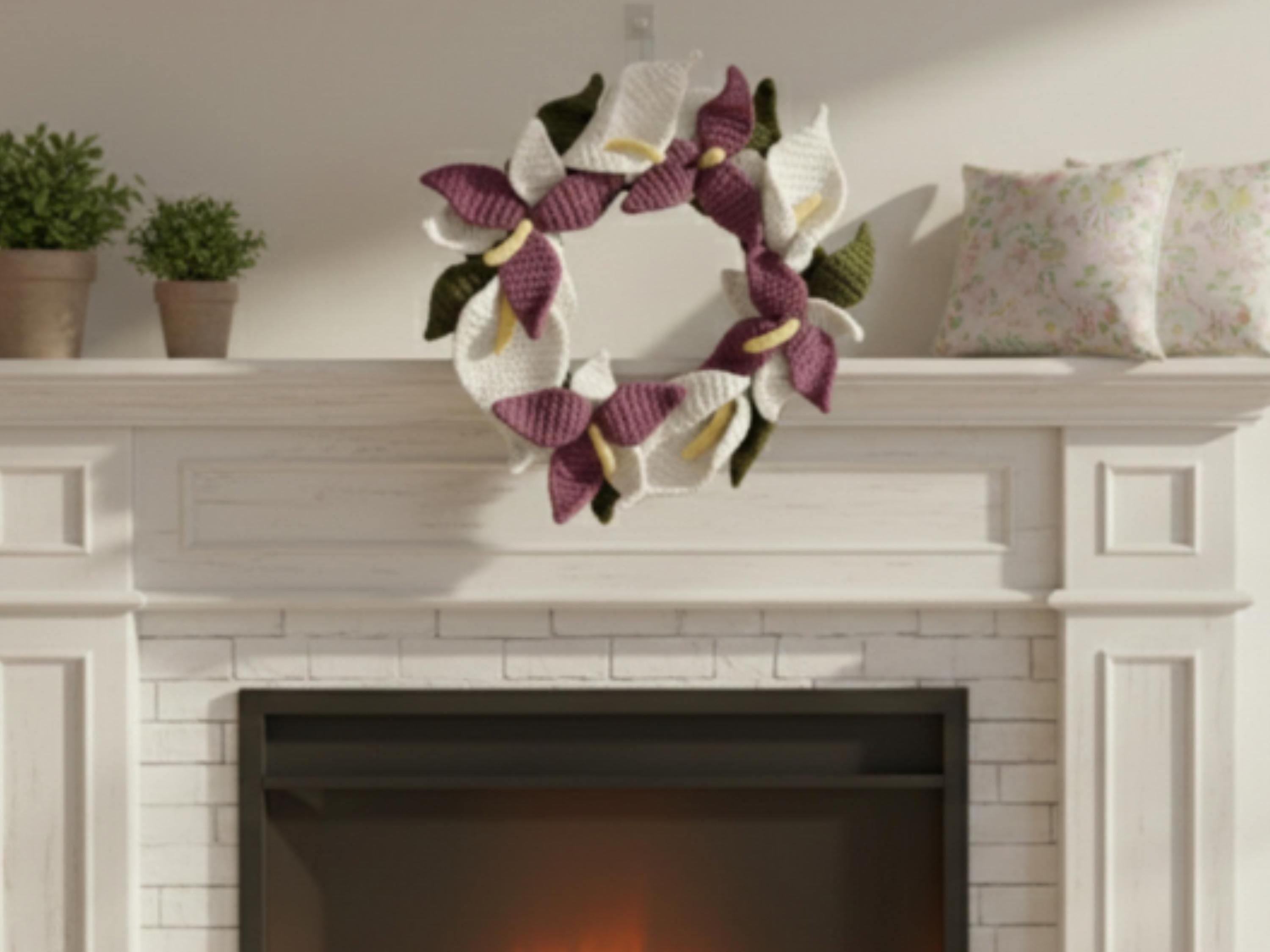 Crochet Lily Wreath Pattern | Handmade Floral Home Decor (PDF Download)