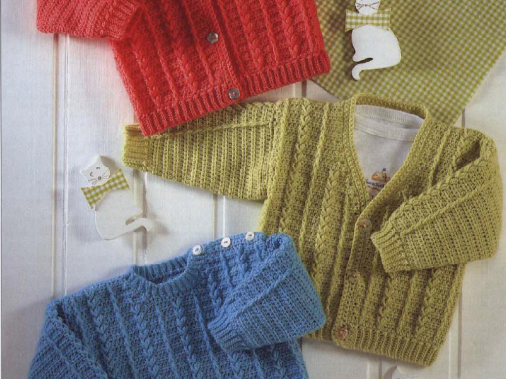 8 PLY Baby Boy  Crochet Cardigan, Sweater, Jumper Pattern:  DK knit (PDF Pattern)
