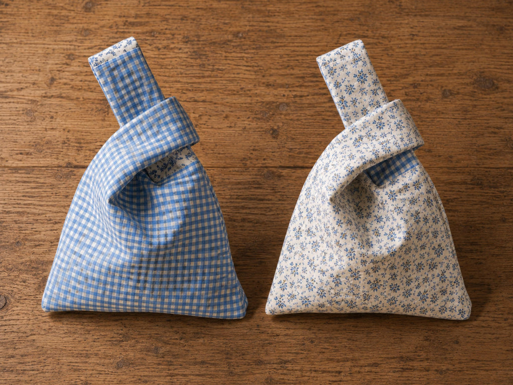 Gingham Garden Knot Bag Sewing Pattern, Reversible Japanese Tote Tutorial (PDF Download)
