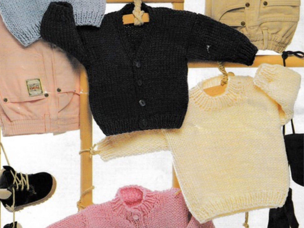 Baby Knitting Pattern Cardigan Sweater Jumper, DK Yarn Sizes (PDF Pattern)