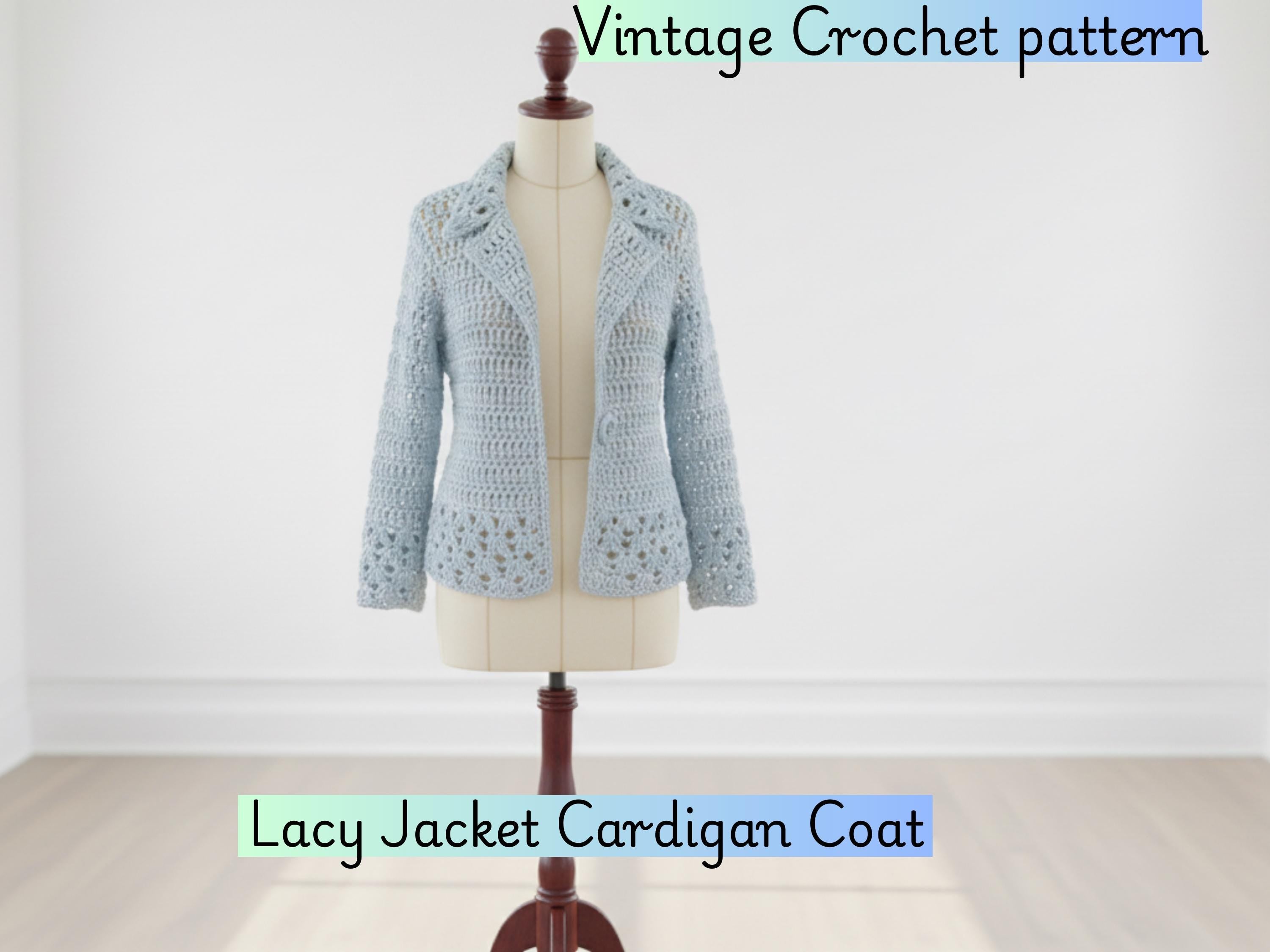 Vintage Crochet Jacket Pattern | Lacy Cardigan, Summer Evening Top (PDF Download)