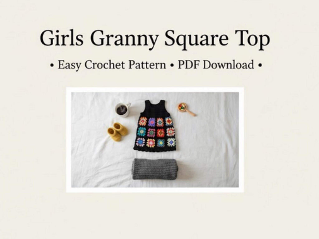Vintage Girls Granny Square Top Crochet Pattern (PDF Download)