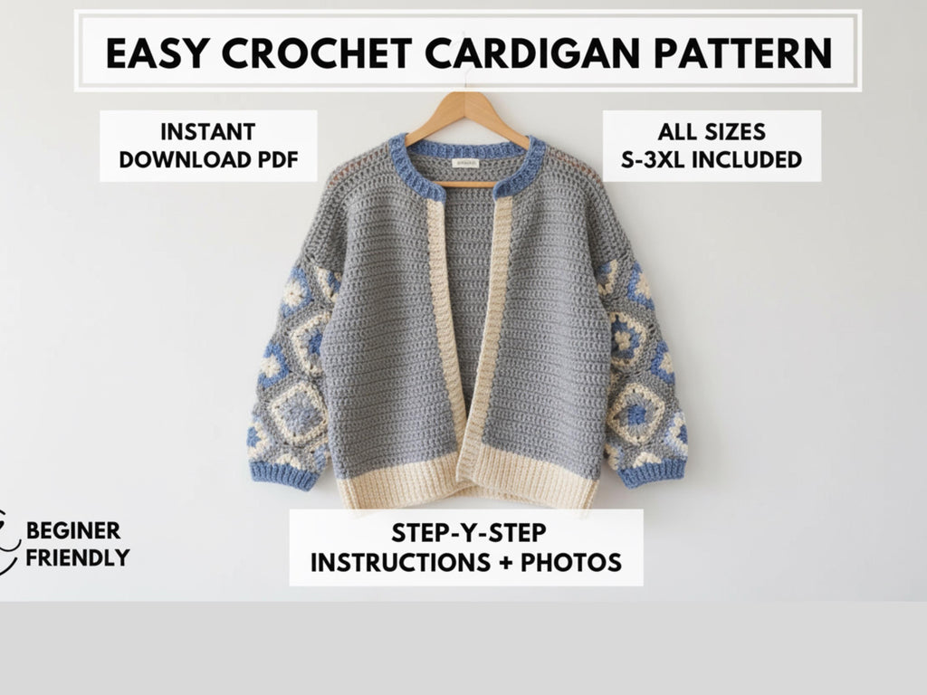 Easy Crochet Pattern PDF, Easy Crochet Jacket Tutorial for Women, Beginner Friendly Oversized Crochet Sweater