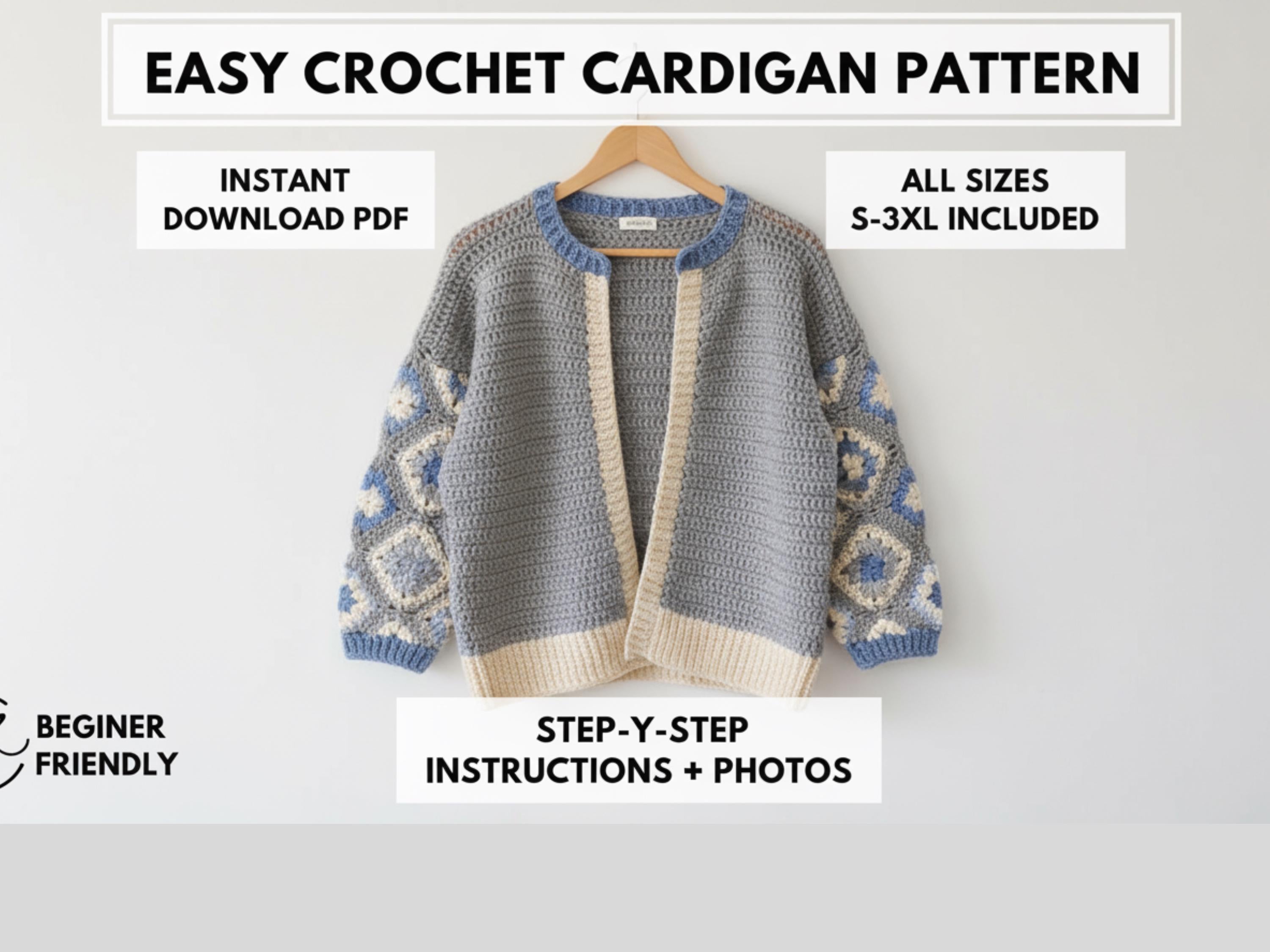 Easy Crochet Pattern PDF, Easy Crochet Jacket Tutorial for Women, Beginner Friendly Oversized Crochet Sweater