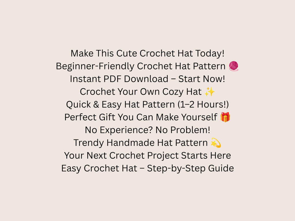 Easy Crochet Beanie Pattern, Beginner Hat Tutorial, Unisex Winter Warmth (PDF Download)