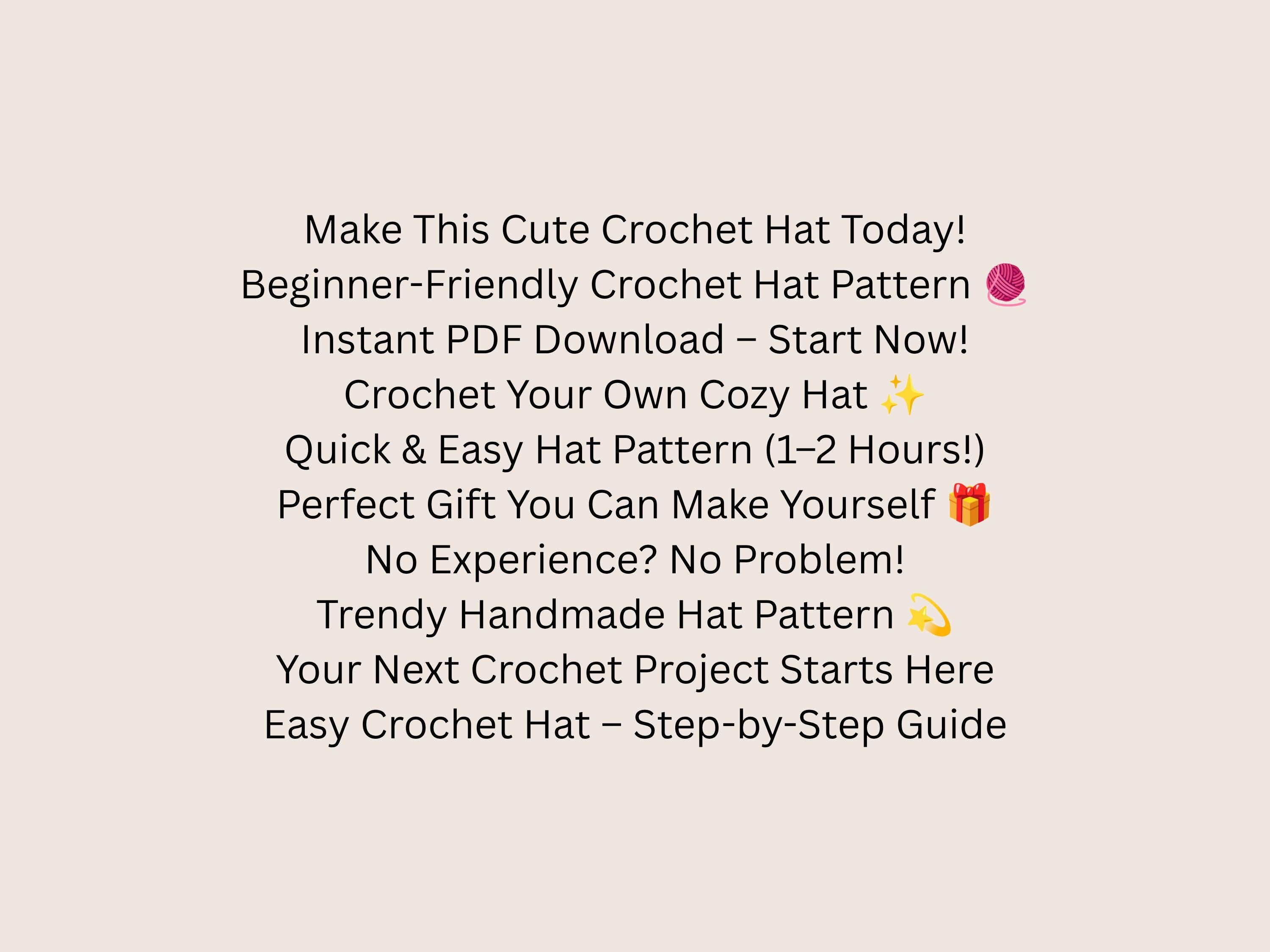 Easy Crochet Beanie Pattern, Beginner Hat Tutorial, Unisex Winter Warmth (PDF Download)