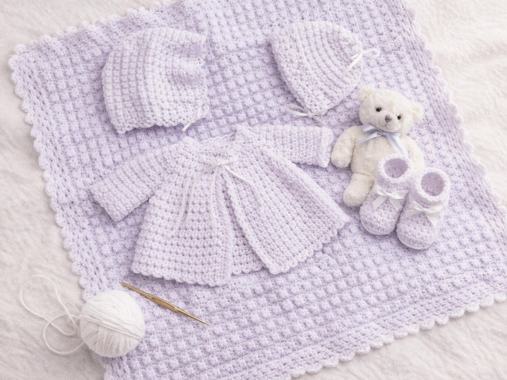 RETIREMENT SALE *Vintage Baby Crochet Pattern Set – Cardigan, Blanket, Bonnet, Booties (PDF Download)