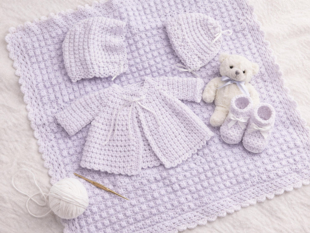 RETIREMENT SALE *Vintage Baby Crochet Pattern Set – Cardigan, Blanket, Bonnet, Booties (PDF Download)