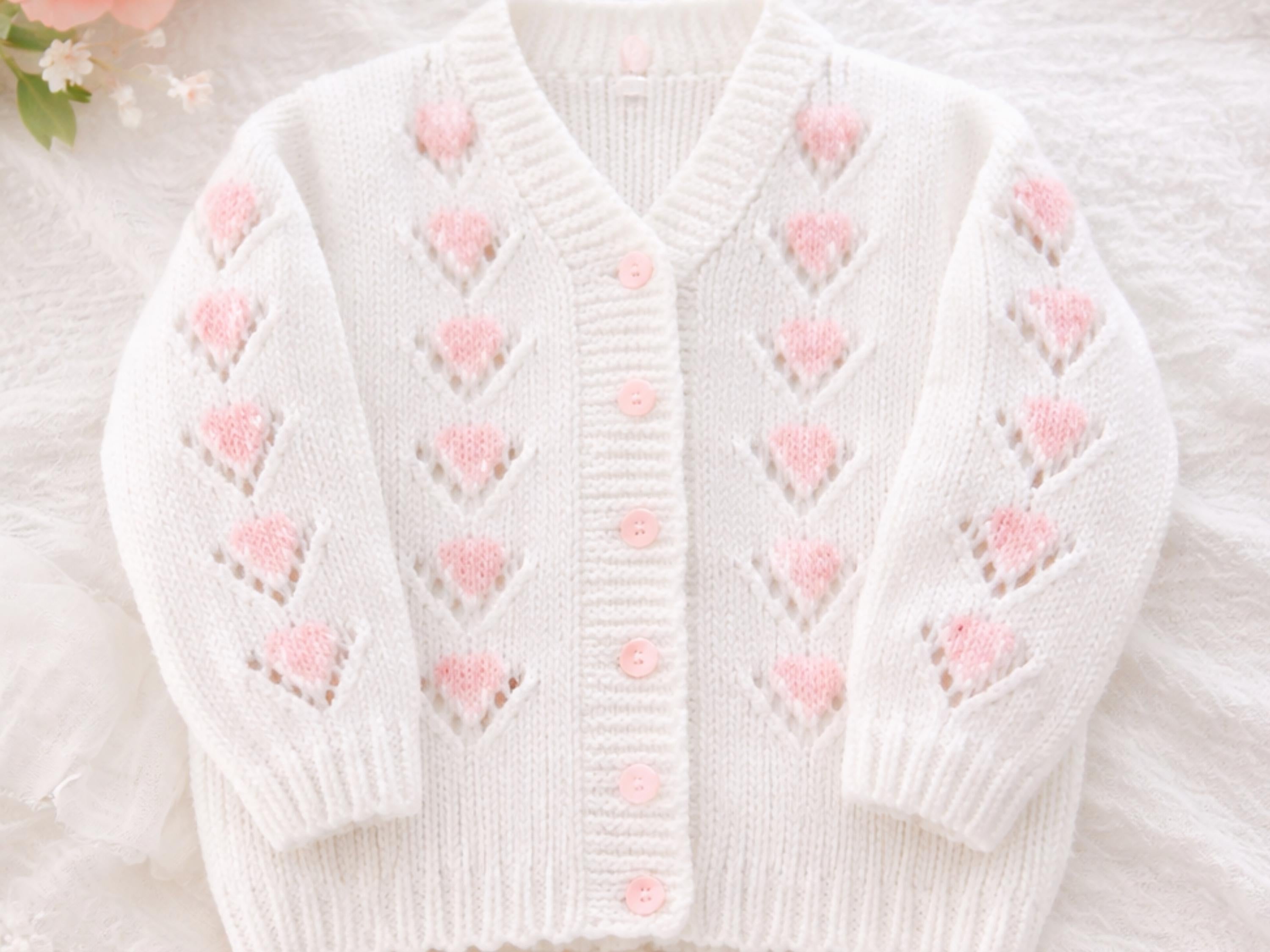 Knitted Heart Cardigan Pattern: Childs Girls Double Knit (PDF Pattern)