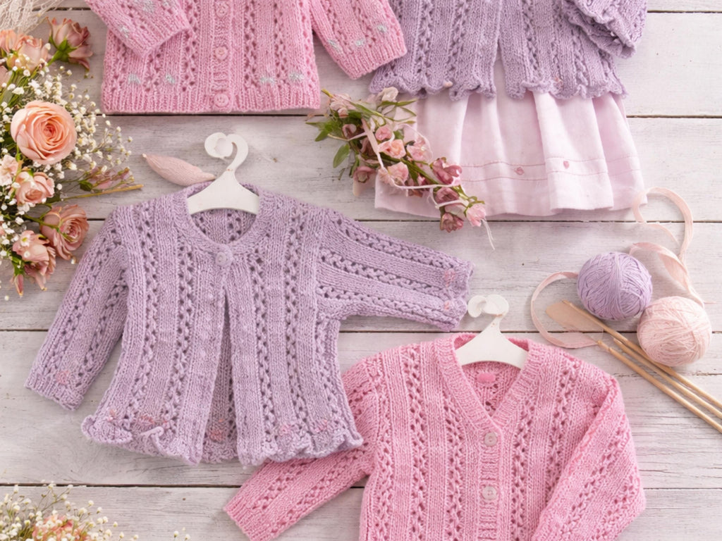 Baby Girl Knitting Pattern, Vintage Cardigan, Frill Edge, Lace Detail (PDF Download)