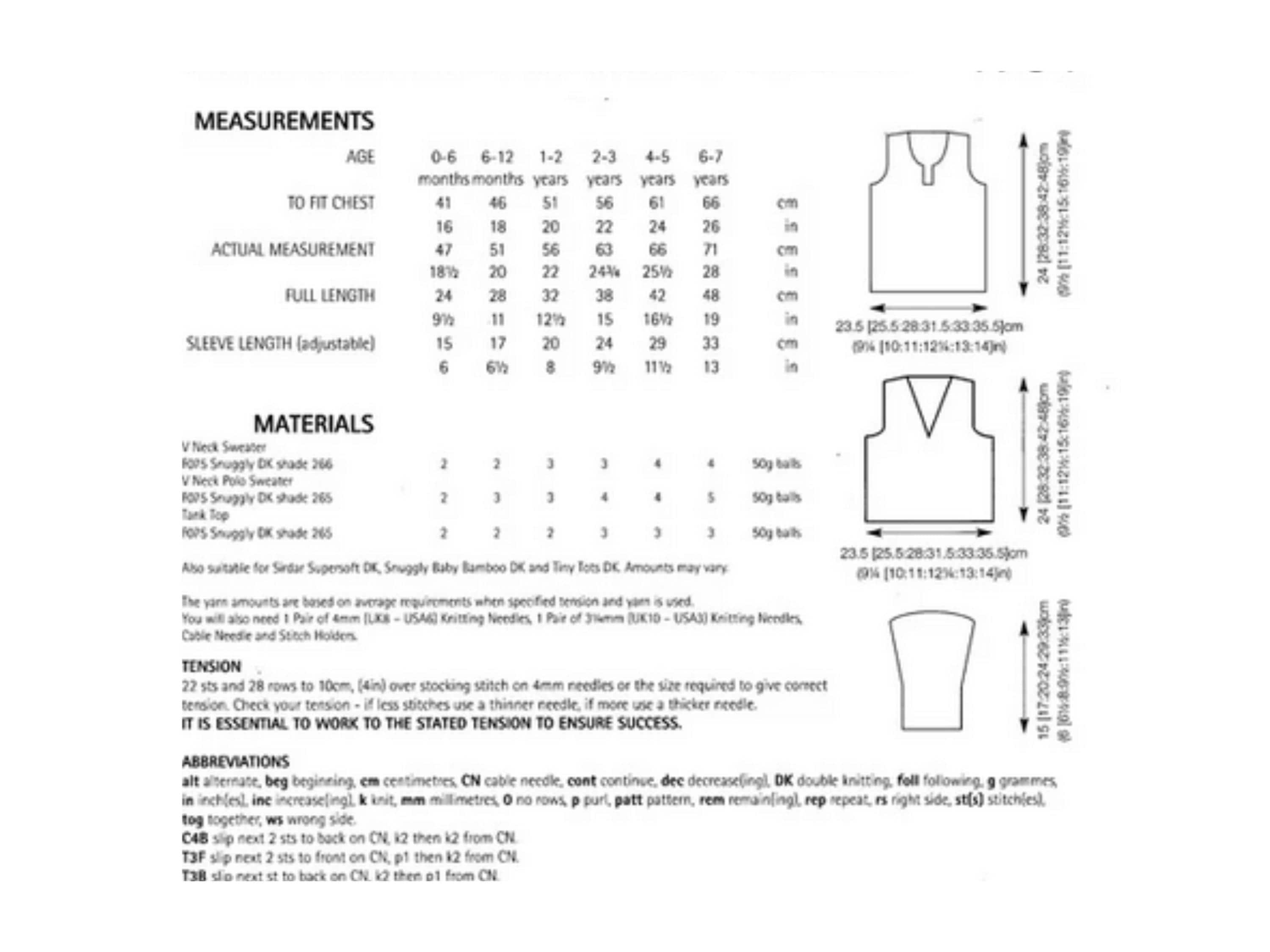 SALE *Baby Childrens V-Neck Slipover Knitting Pattern (PDF Download) – DK Weight Yarn