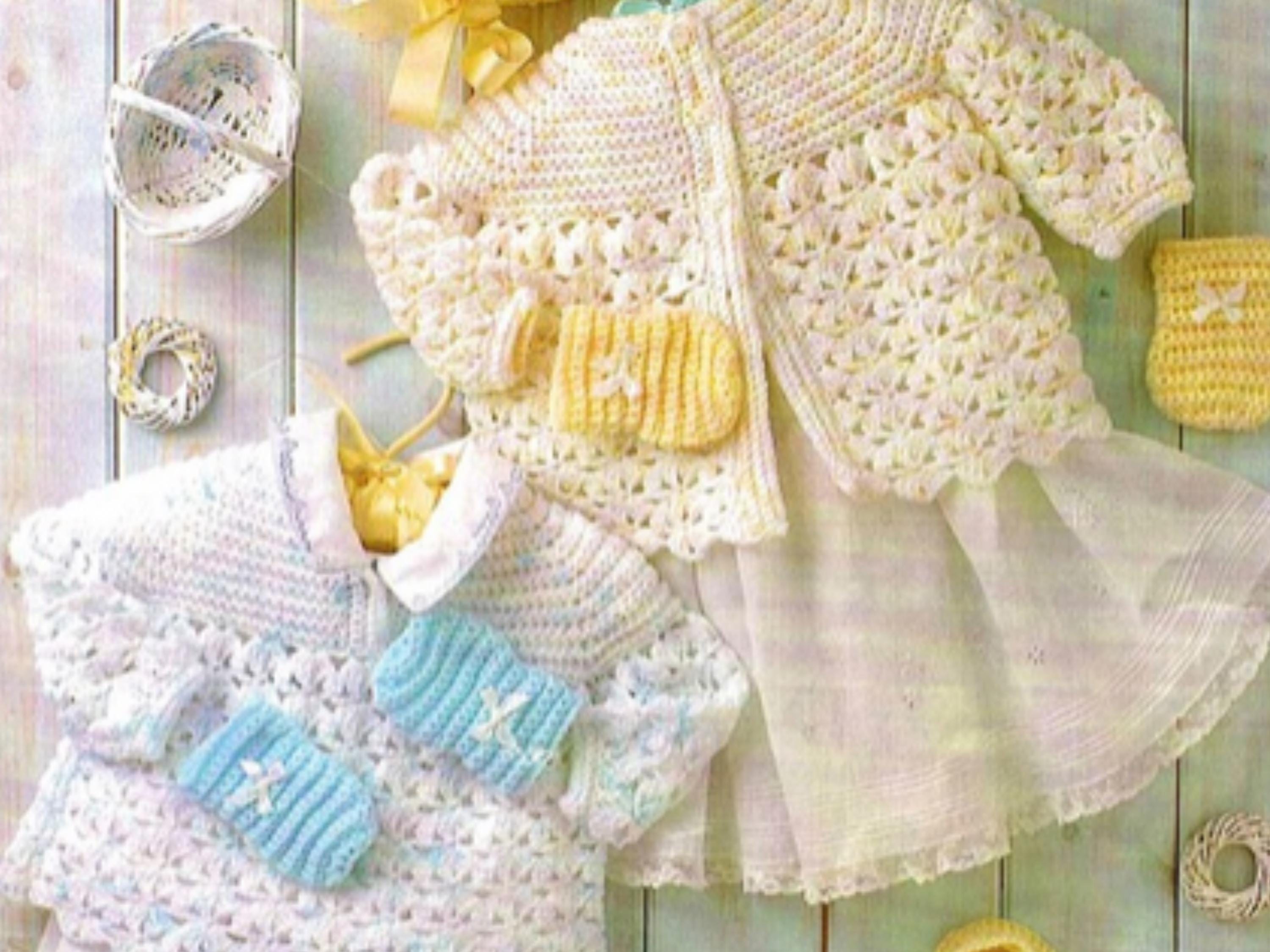 Baby Crochet Pattern Set – Matinee Coat, Bonnet, Bootees (0-9 Months) (PDF Download)