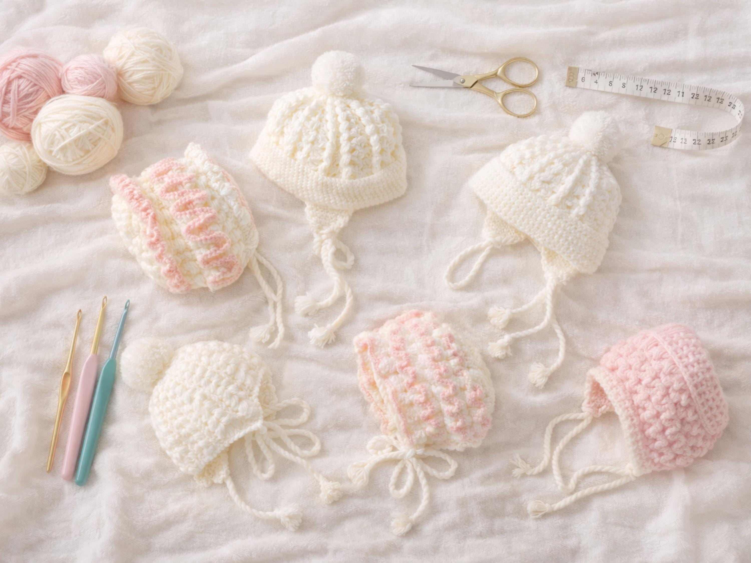 Baby crochet Patterns PDF-Baby Helmets, Bonnets And Hats, Crochet Pattern, Premature Sizes- 2 years