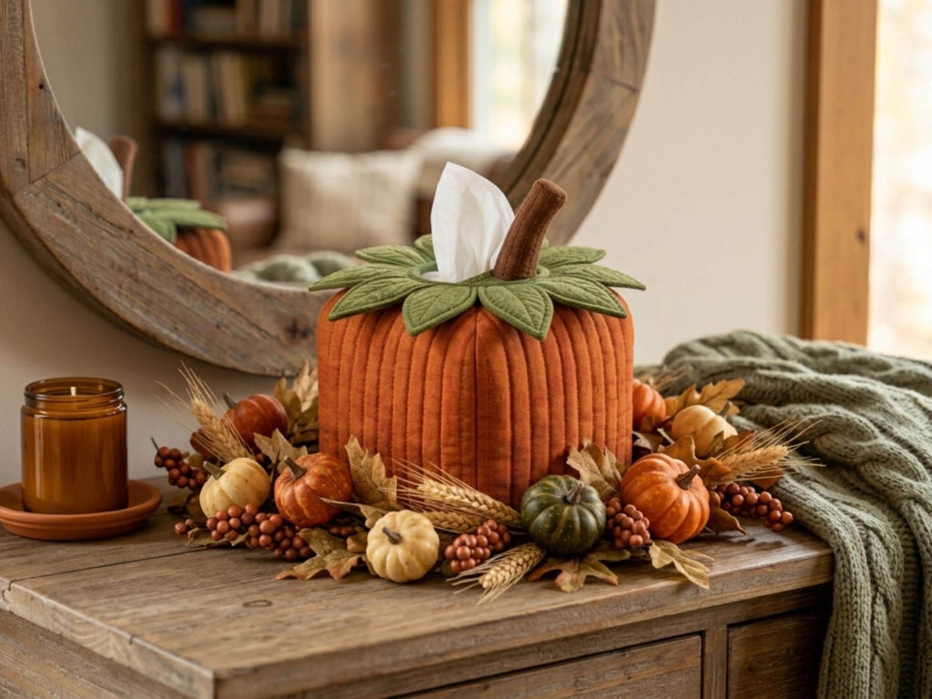 RETIREMENT SALE *Halloween Sewing Patterns Quilted Pumpkin Tissue Box Cover Sewing Pattern, Fall Farmhouse Decor (PDF Download)