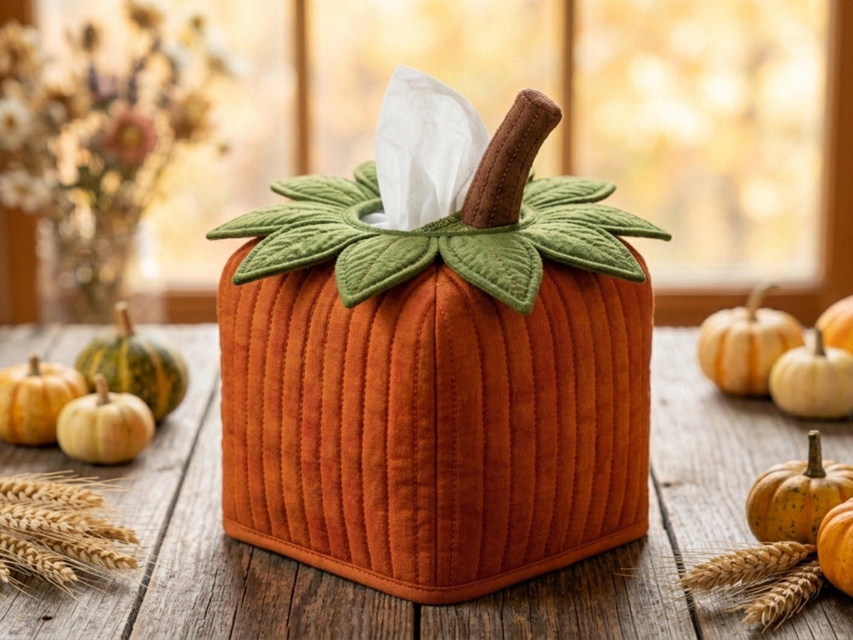 RETIREMENT SALE *Halloween Sewing Patterns Quilted Pumpkin Tissue Box Cover Sewing Pattern, Fall Farmhouse Decor (PDF Download)