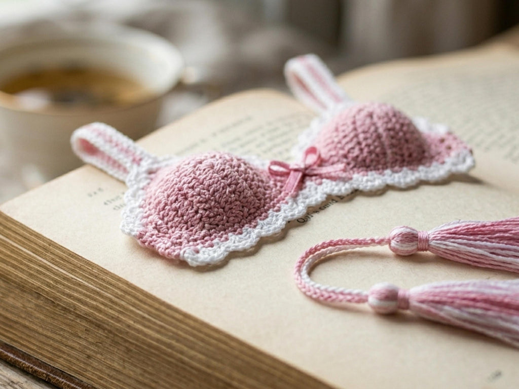 Crochet Lingerie Bookmark Set Pattern PDF, Bra and Panty Corner Bookmarks, Crochet Book Lover Gift, Lace Thread Bookmark Pattern, Instant