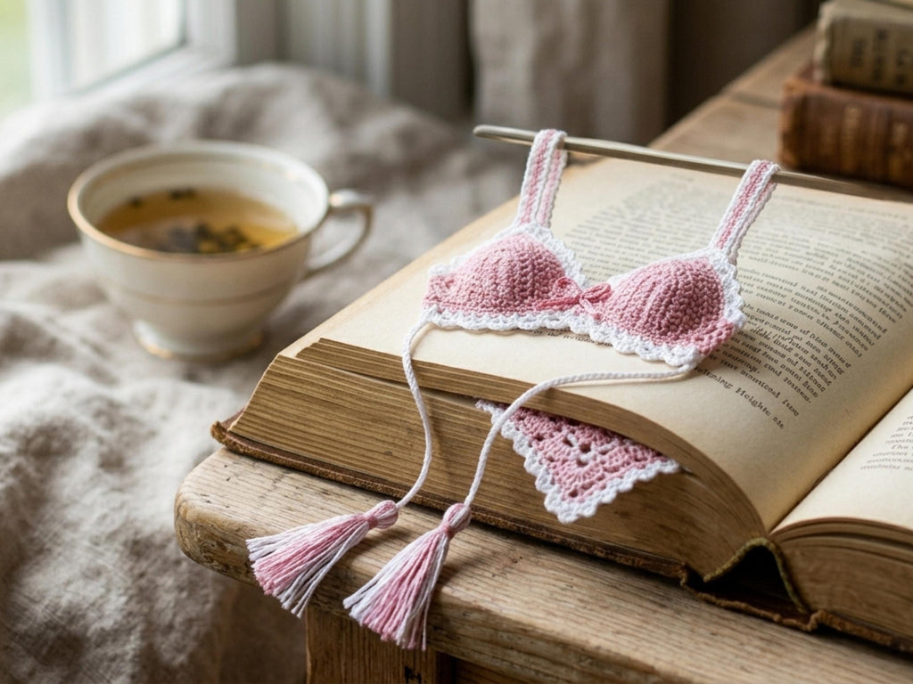 Crochet Lingerie Bookmark Set Pattern PDF, Bra and Panty Corner Bookmarks, Crochet Book Lover Gift, Lace Thread Bookmark Pattern, Instant
