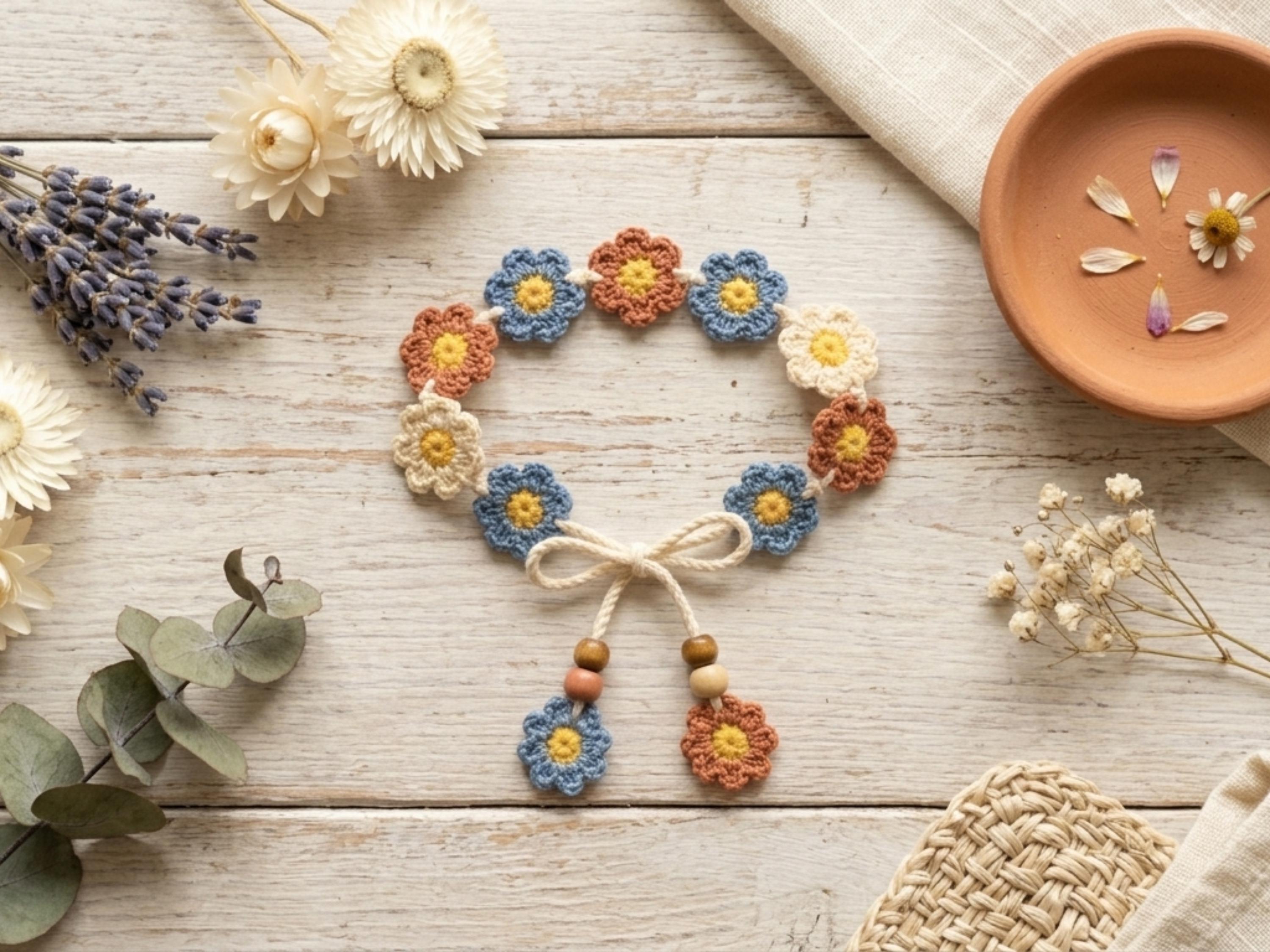 Crochet Daisy Bracelet Pattern, Beginner Flower Jewellery Tutorial (PDF Download)