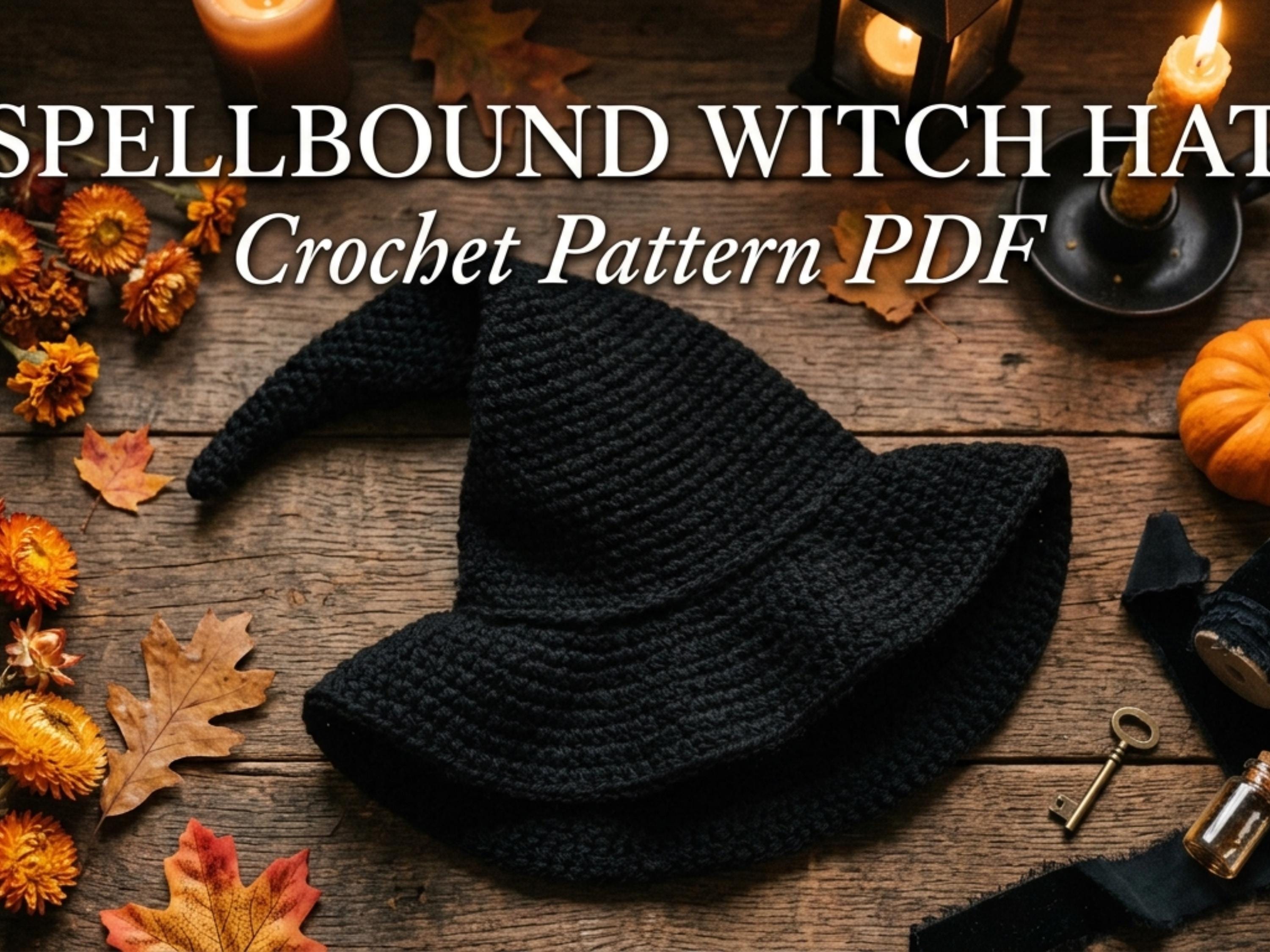 Crochet Witch Hat Pattern, Easy Pointy Hat, Spooky Halloween Costume (PDF Download)