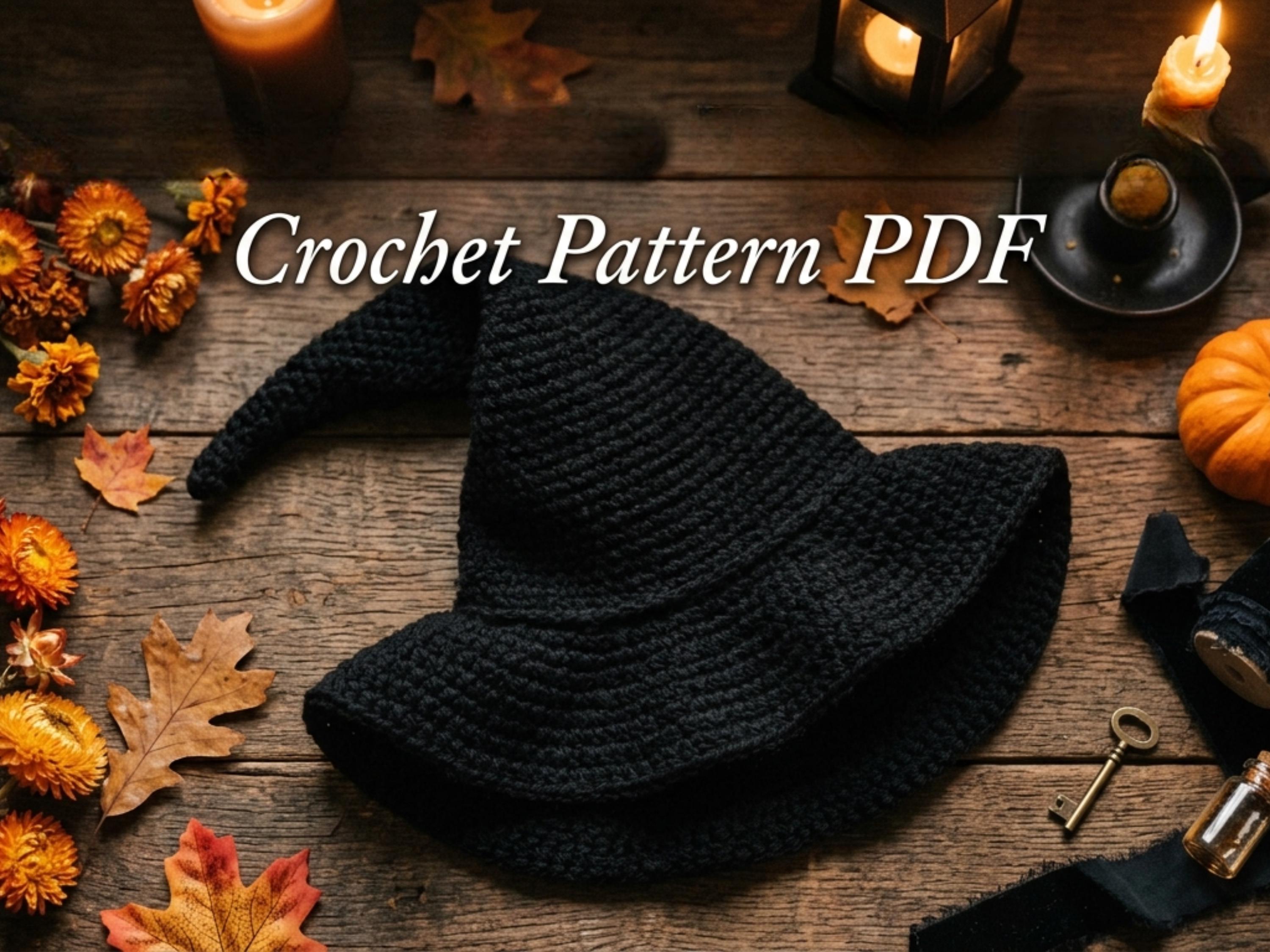 Crochet Witch Hat Pattern, Easy Pointy Hat, Spooky Halloween Costume (PDF Download)