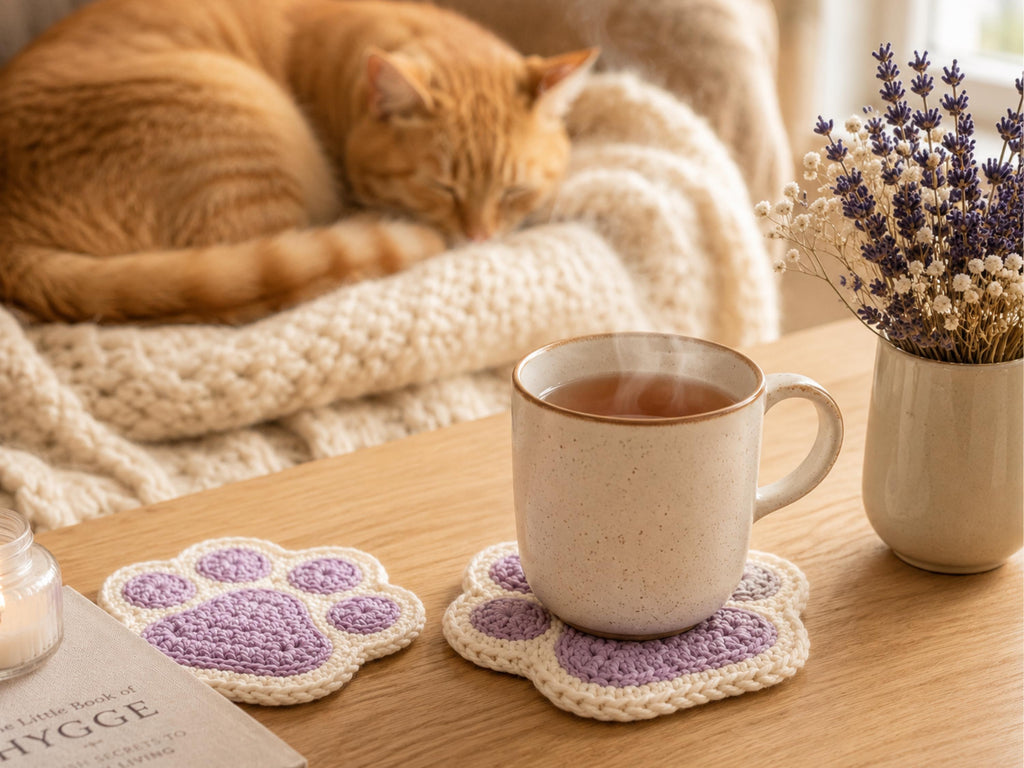Cat coaster Pattern -Crochet Cat Paw Coaster Pattern, Easy Beginner PDF (Instant Download)
