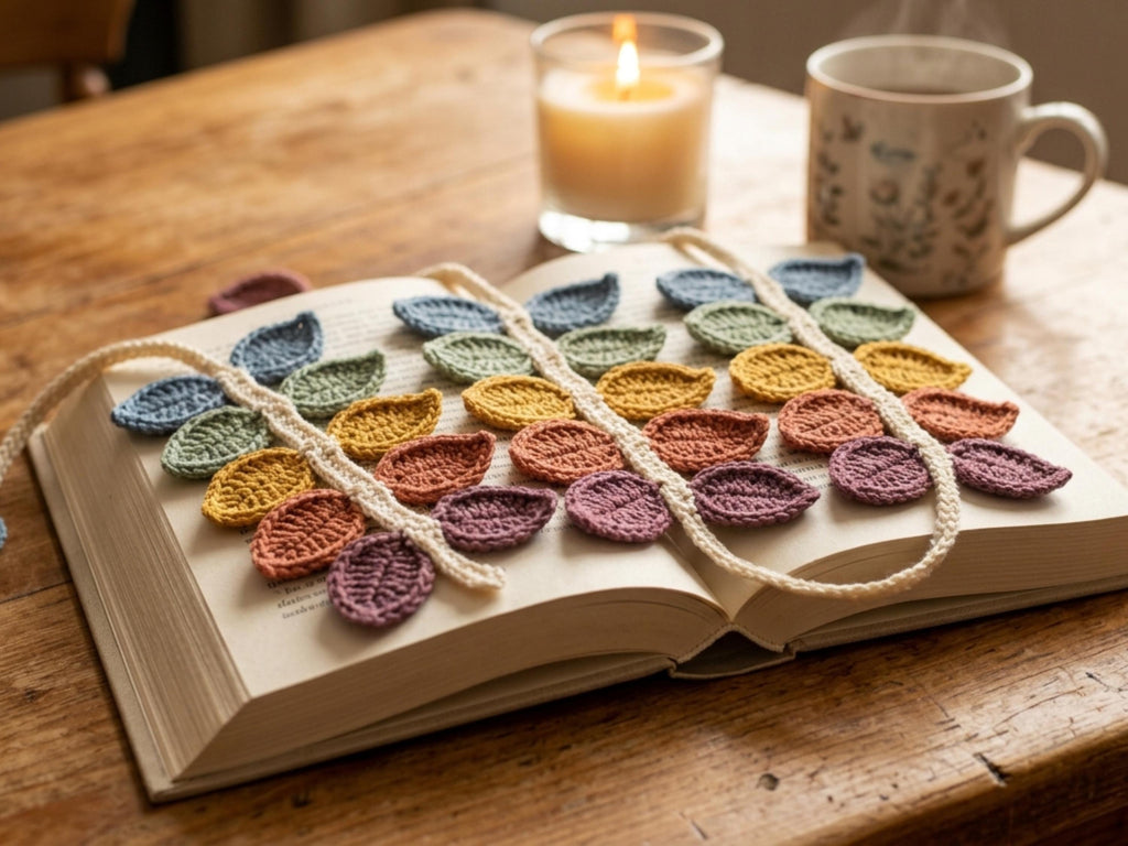 Crochet Leaf Vine Bookmark Pattern PDF, Trailing Leaves Book Vine, Book Lover Gift DIY, Scrap Yarn Project, Easy Beginner Crochet, Instant