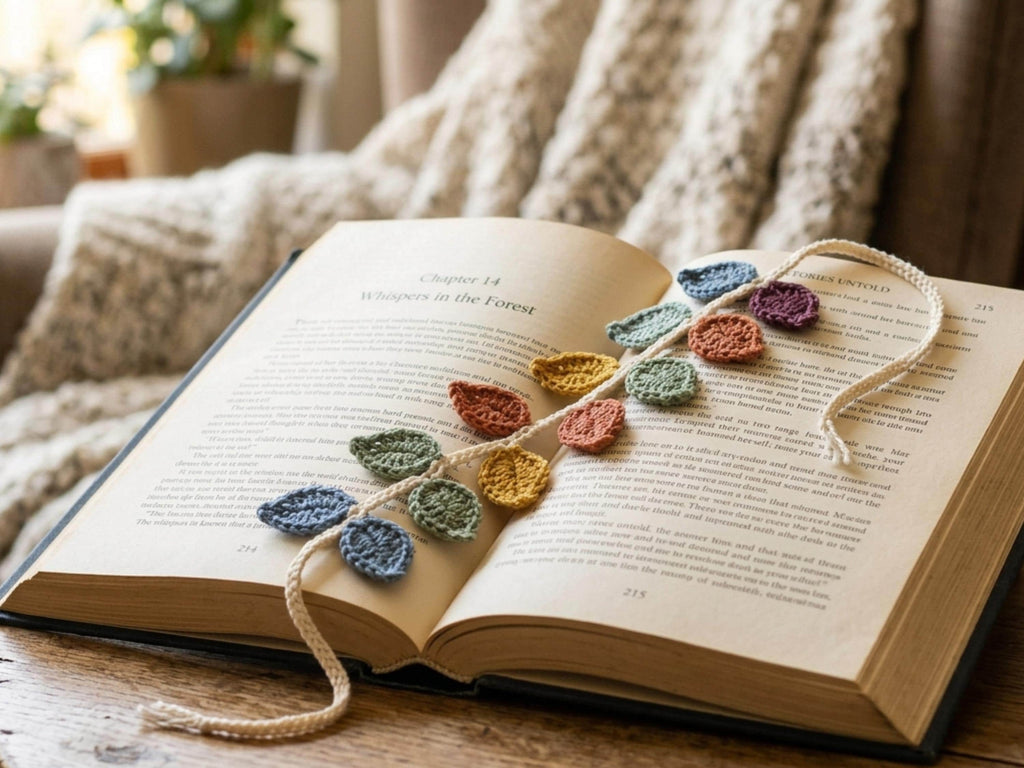 Crochet Leaf Vine Bookmark Pattern PDF, Trailing Leaves Book Vine, Book Lover Gift DIY, Scrap Yarn Project, Easy Beginner Crochet, Instant