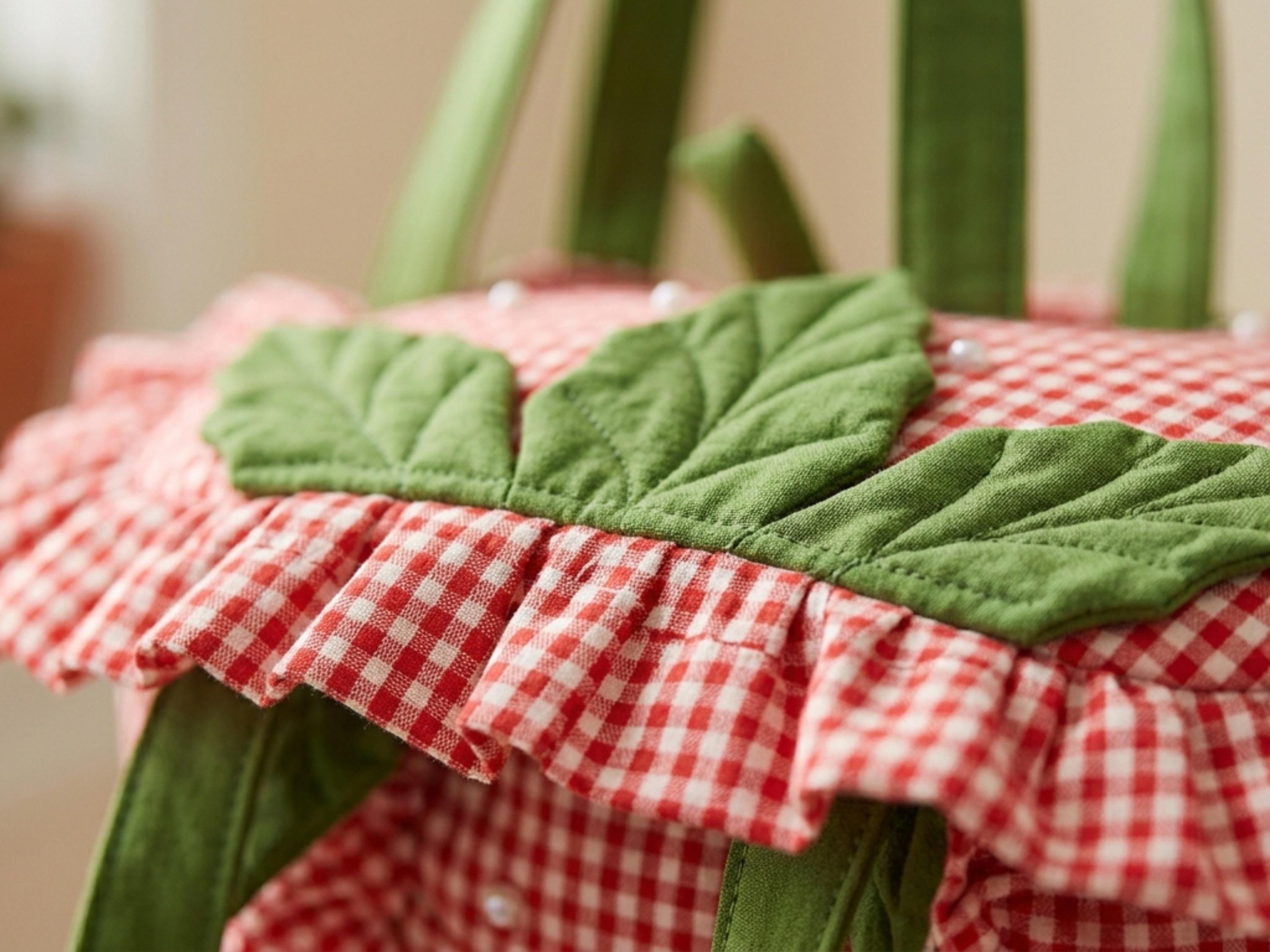 RETIREMENT SALE *Ruffled Strawberry Bag Sewing Pattern, Beginner Friendly Gingham Tote (PDF Download)