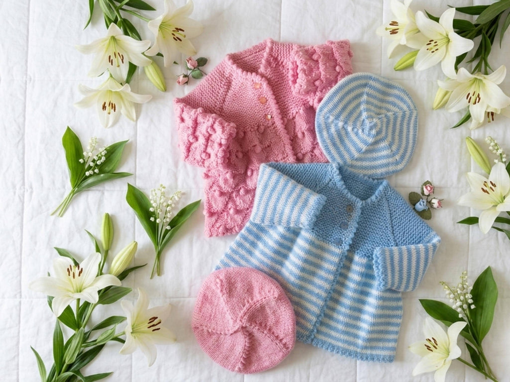 Baby knitting patterns,Baby Girl's Matinee Cardigan Knitting Pattern (PDF Download)-Baby Coats & Berets~DK or 4ply~14-20"